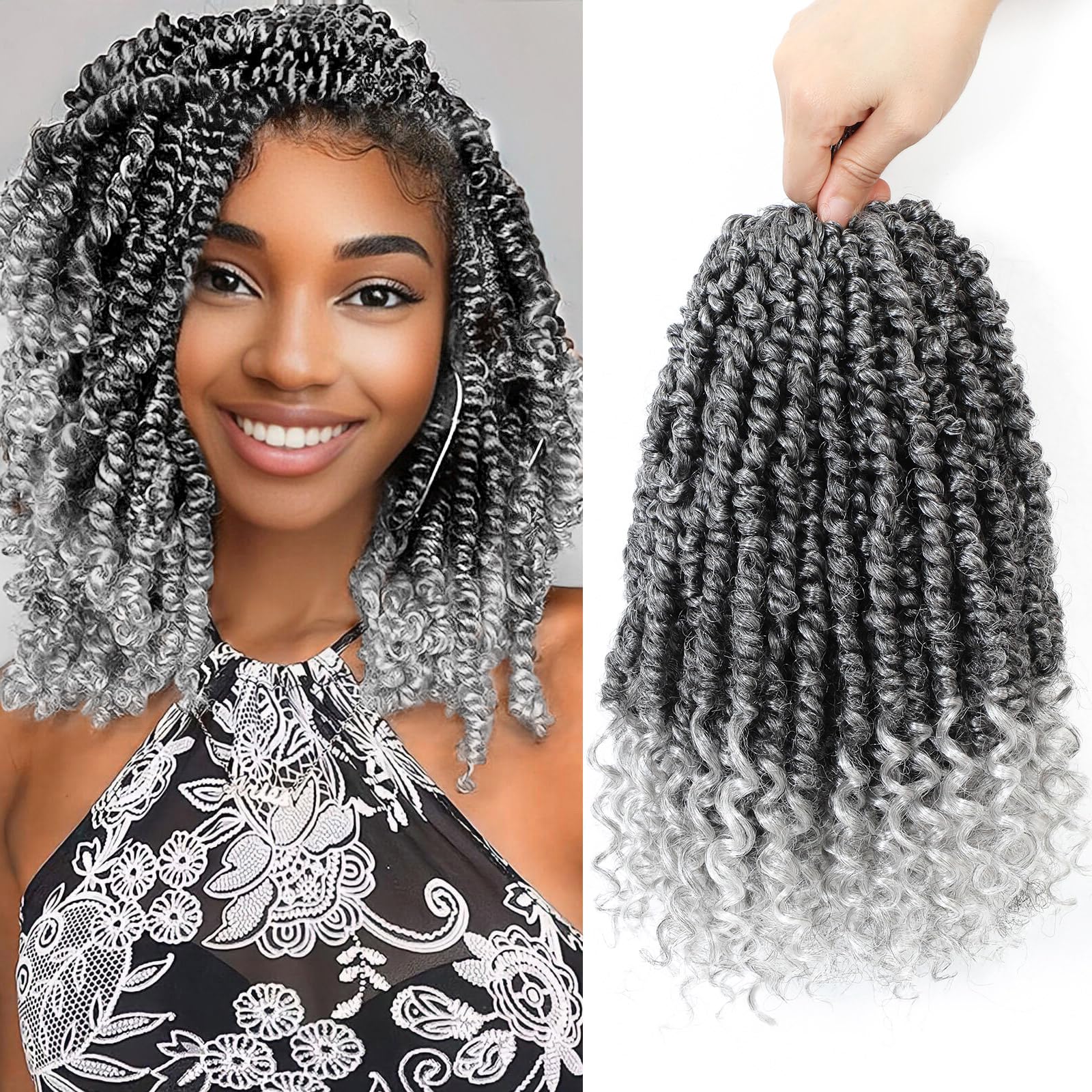 Passion Twist Crochet Hair,Pretwisted Crochet Hair 10 Inch Passion Twist Hair,Passion Twist Crochet Hair 8 Packs Pretwisted Pass