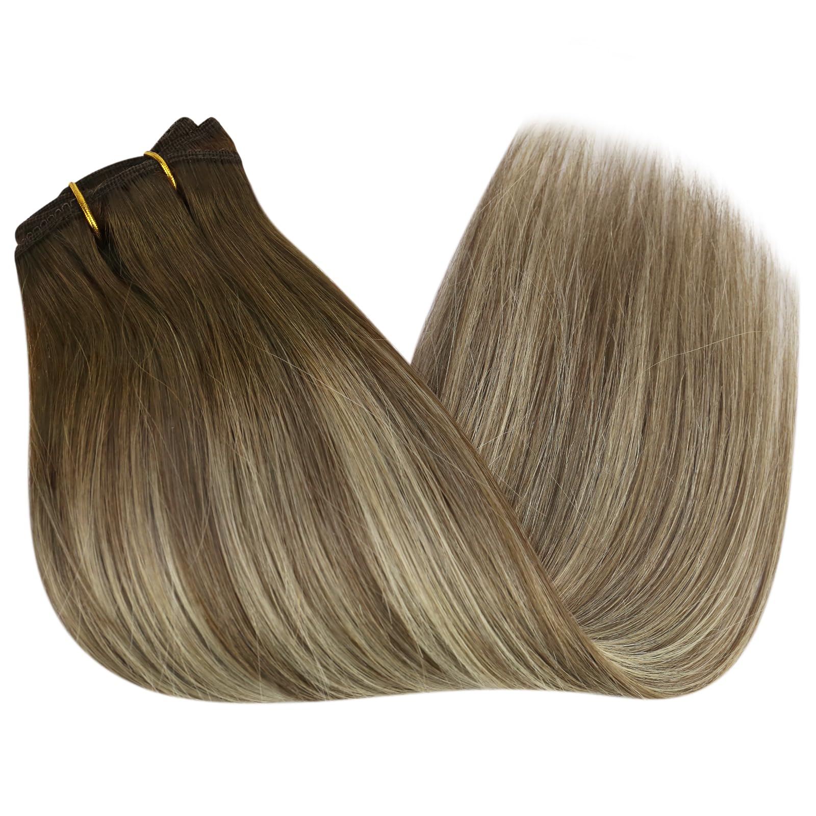 Sunny Human Hair Clip In Extensions Ombre Clip In Hair Extensions Real Human Hair Balayage Dark Brown Ombre Light Brown Blonde C