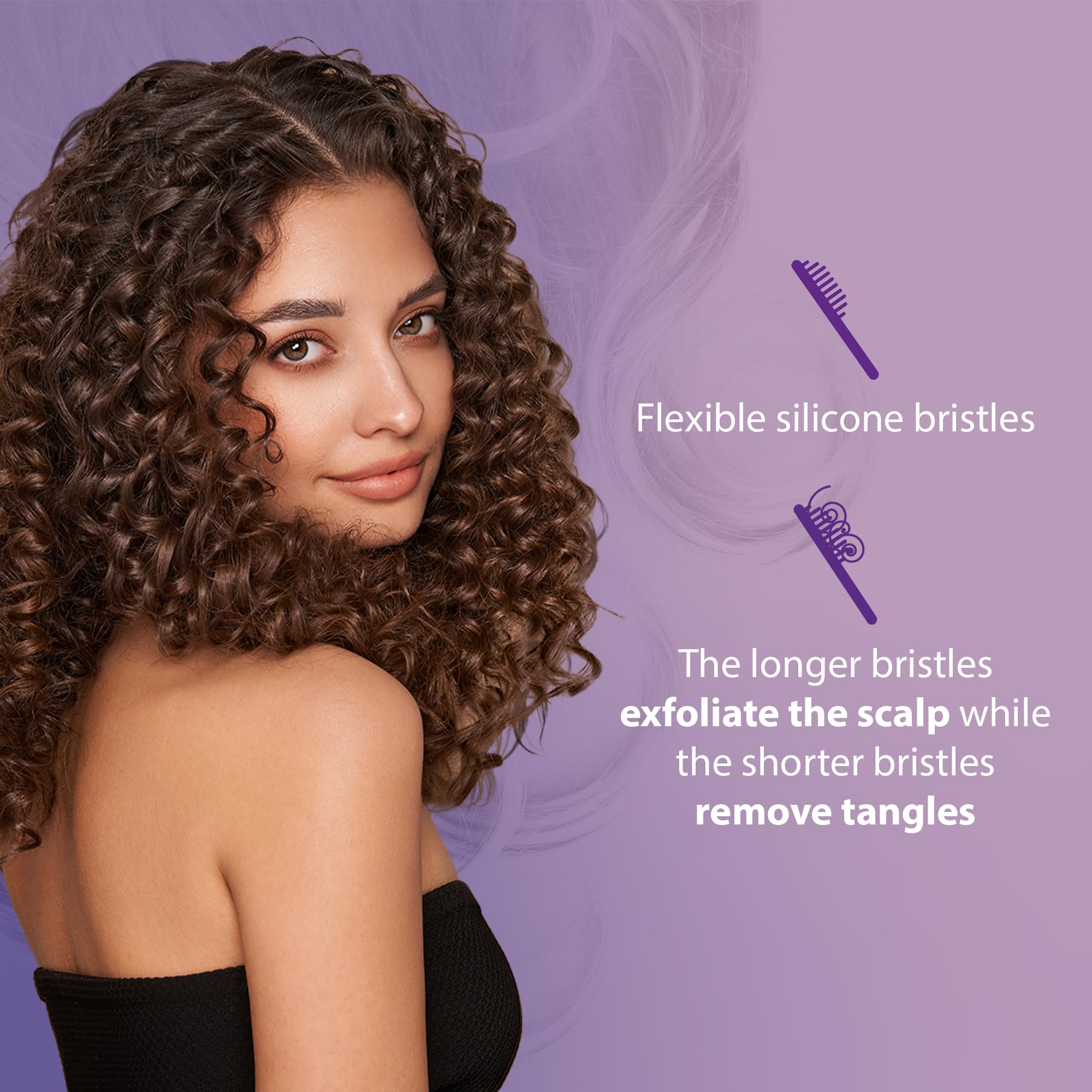 Curl Keeper Flexy Hair Brush, Purple - Detangling Hair Brush With Flexible Bristles For Shower Use, Combing Through Curls & Remo
