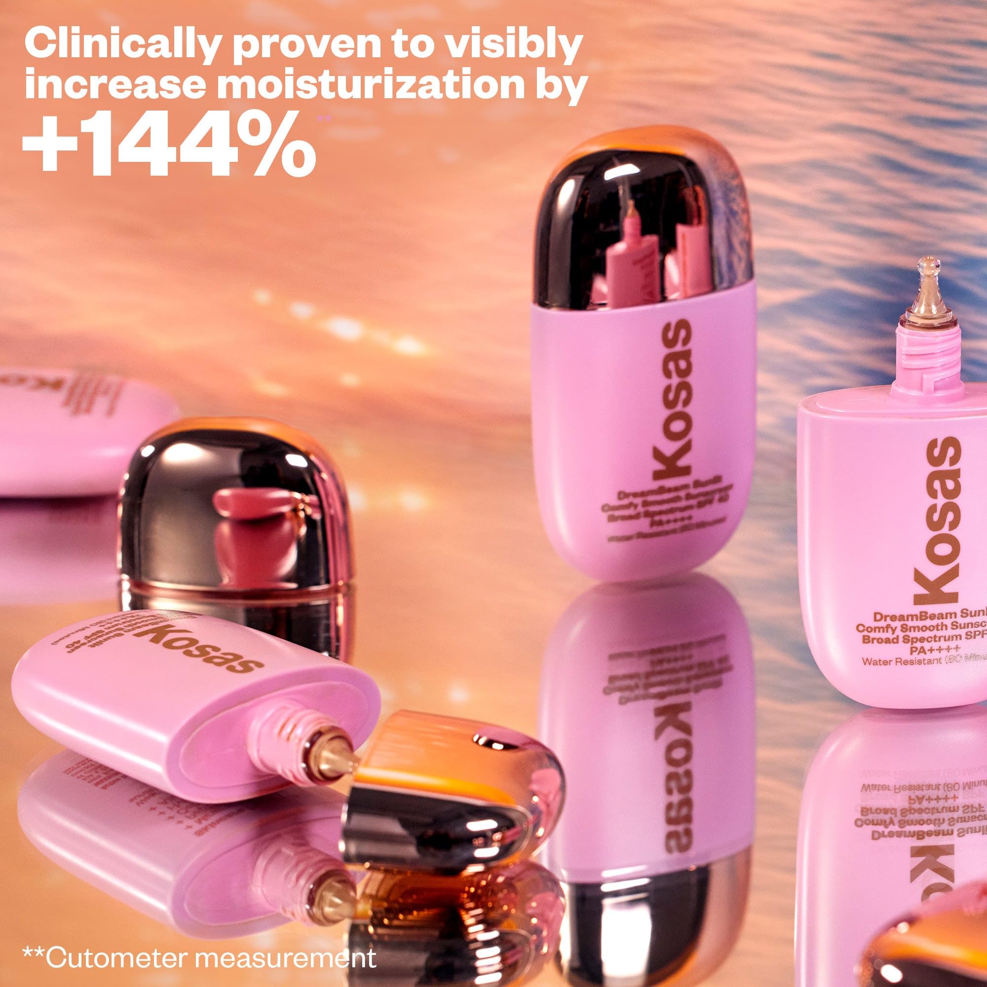 Kosas Mini DreamBeam Water Resistant Sunscreen SPF 40, Travel Size Face Sunscreen - Lightweight Makeup Base w/Hyaluronic Acid, C