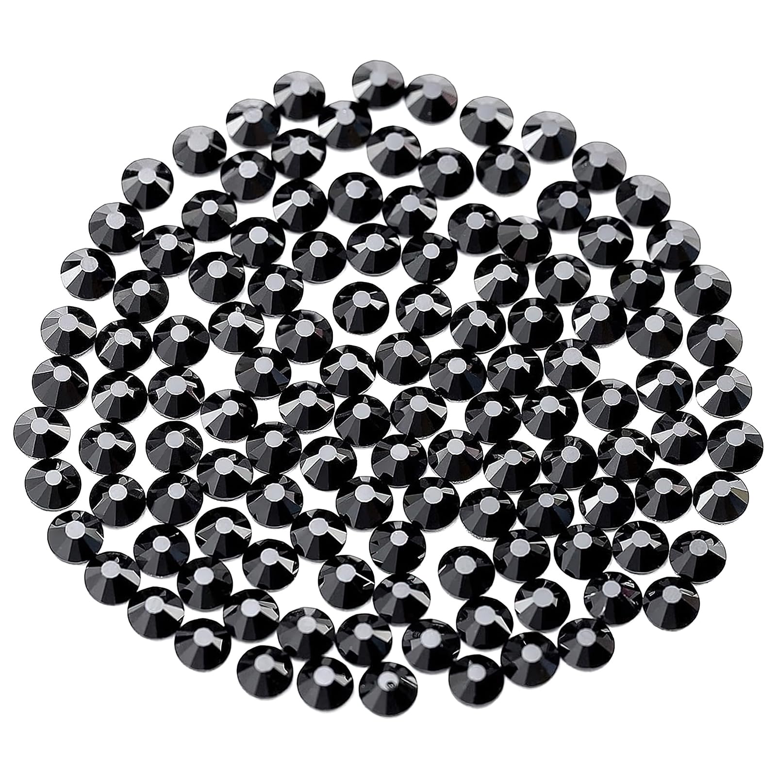 Novani Black Rhinestones, Flatback Crystal Loose Gemstones 1440pcs Glass Rhinestones for Clothes Shoes Crafts Makeup Nail Art an