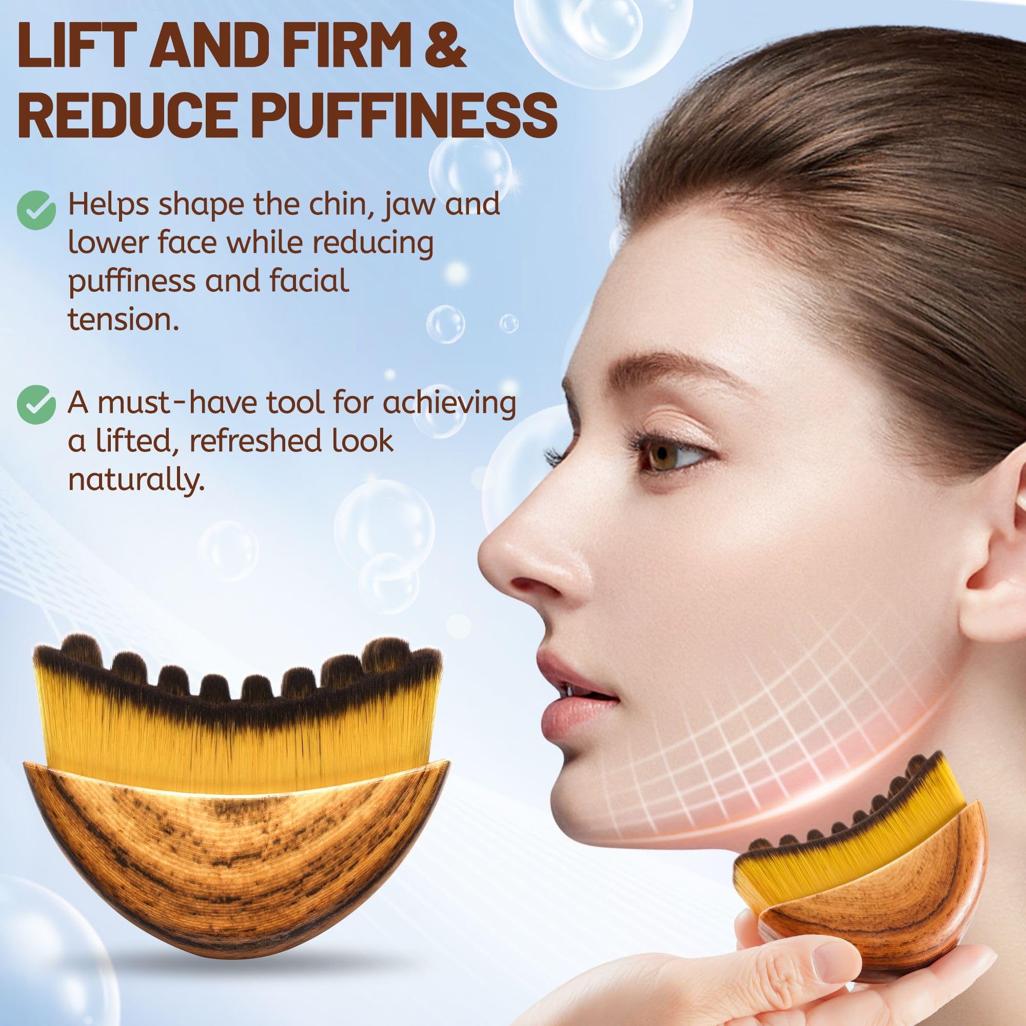 New Lymphatic Contour Face Brush,Lymphatic Drainage Massager for Chin & Neck,Ultra-Soft Bristles Suitable for All Skin Types,Por