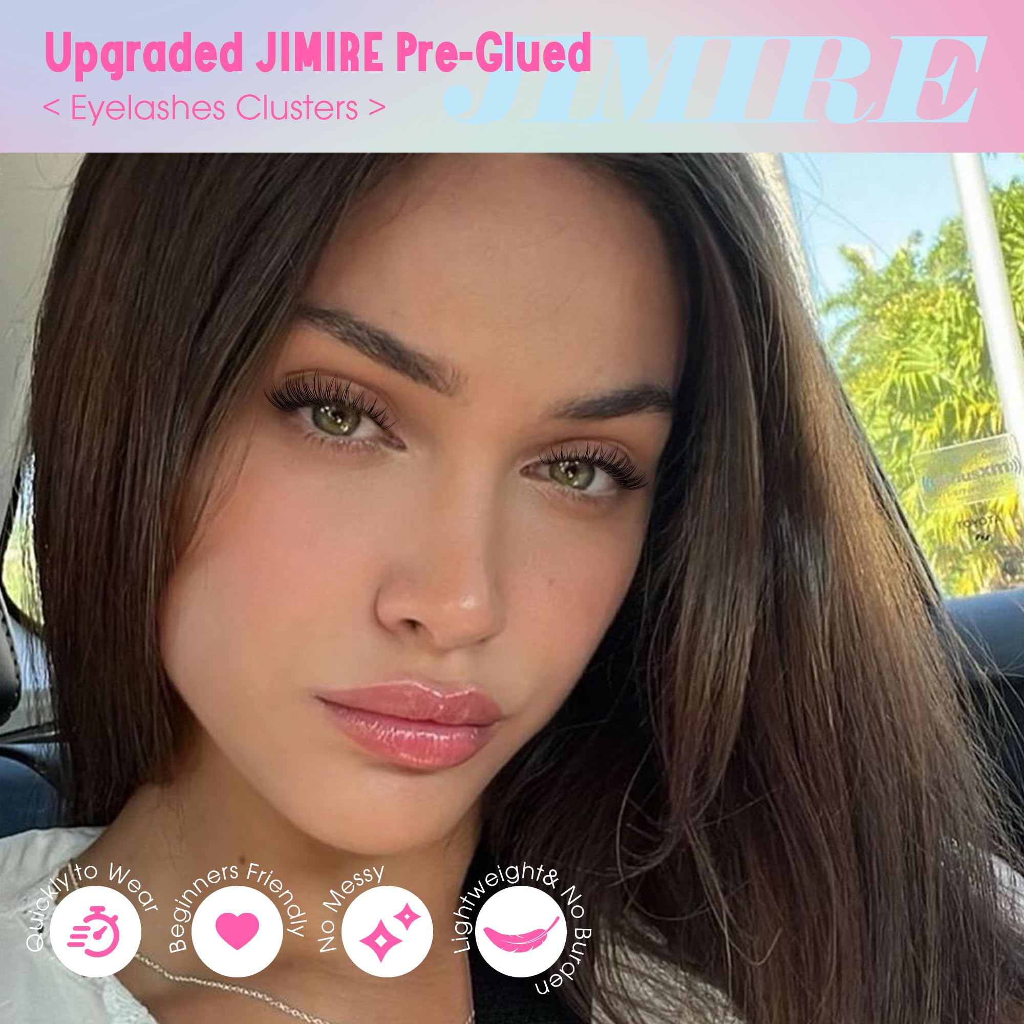 Jimire 160Pcs Self Adhesive Eyelashes Natural Look 9-14Mm Wispy Pre Glued Lash Clusters No Glue Needed Press On Lashes Clusters