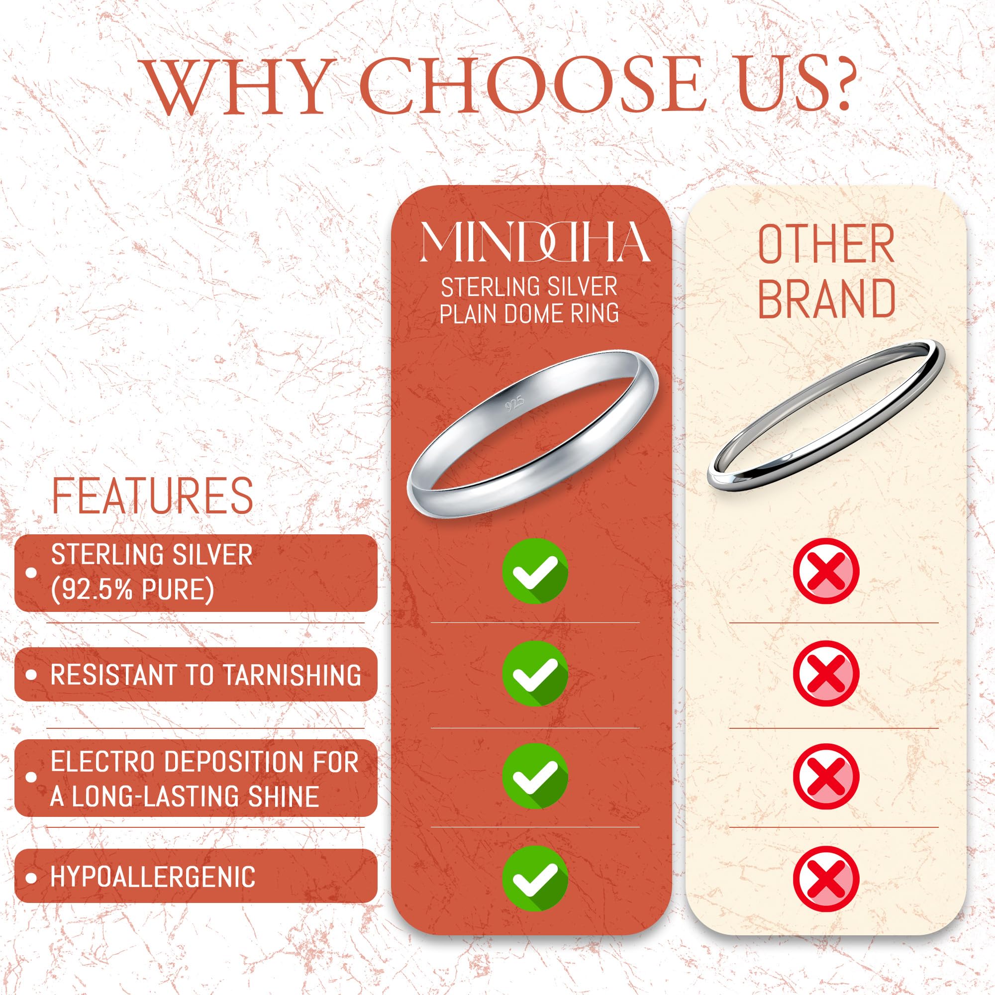 MINDDHA Sterling Silver Wedding Band - 925 Pure Sterling Silver Band for Women & Men | Sterling Silver Band for Women | Sterling