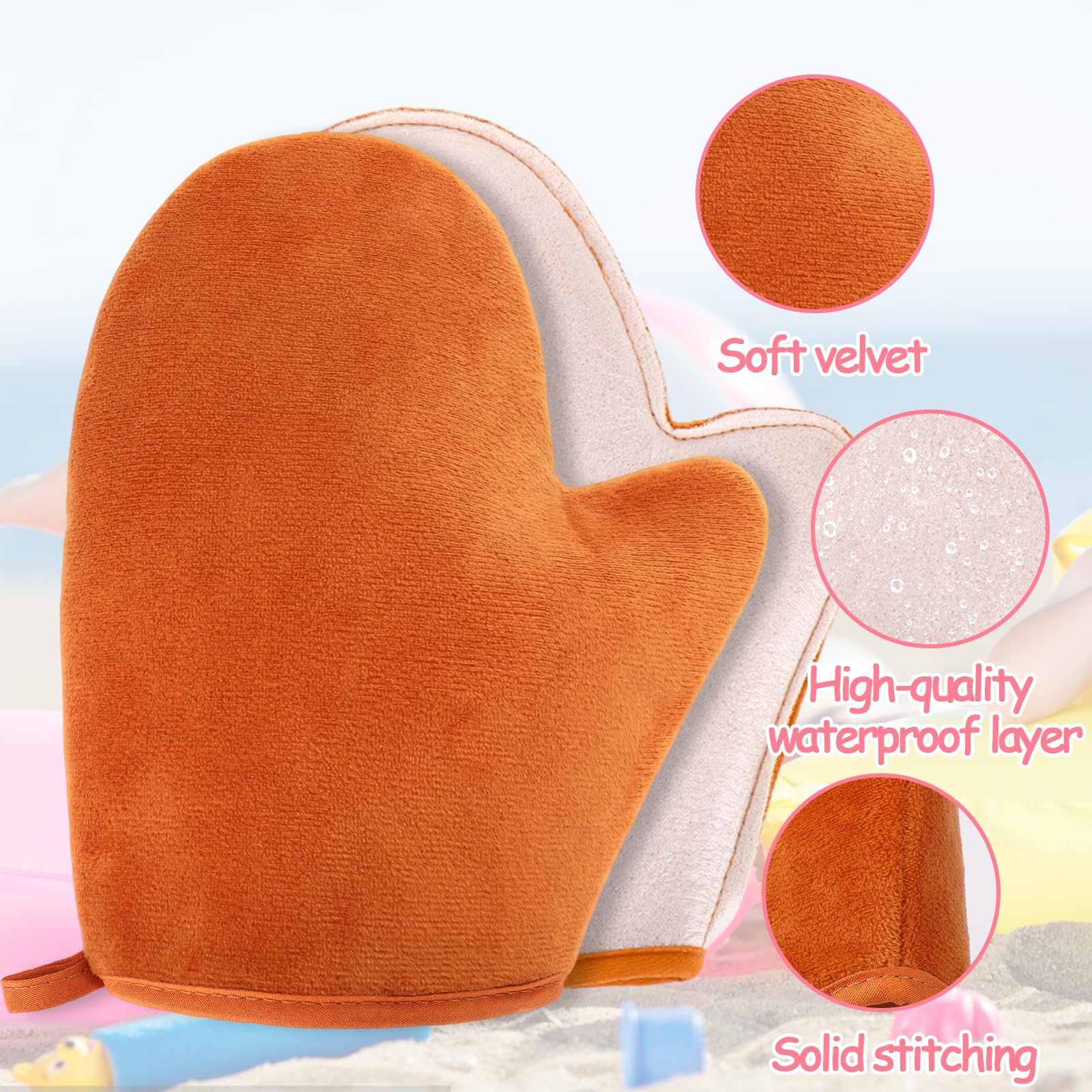 Vodolo Sunscreen Applicator for Kids,6PCS Reusability Suns Creen Glove Applicator,Sunscreen Mitt Sunblock Lotion Applicator,Beac