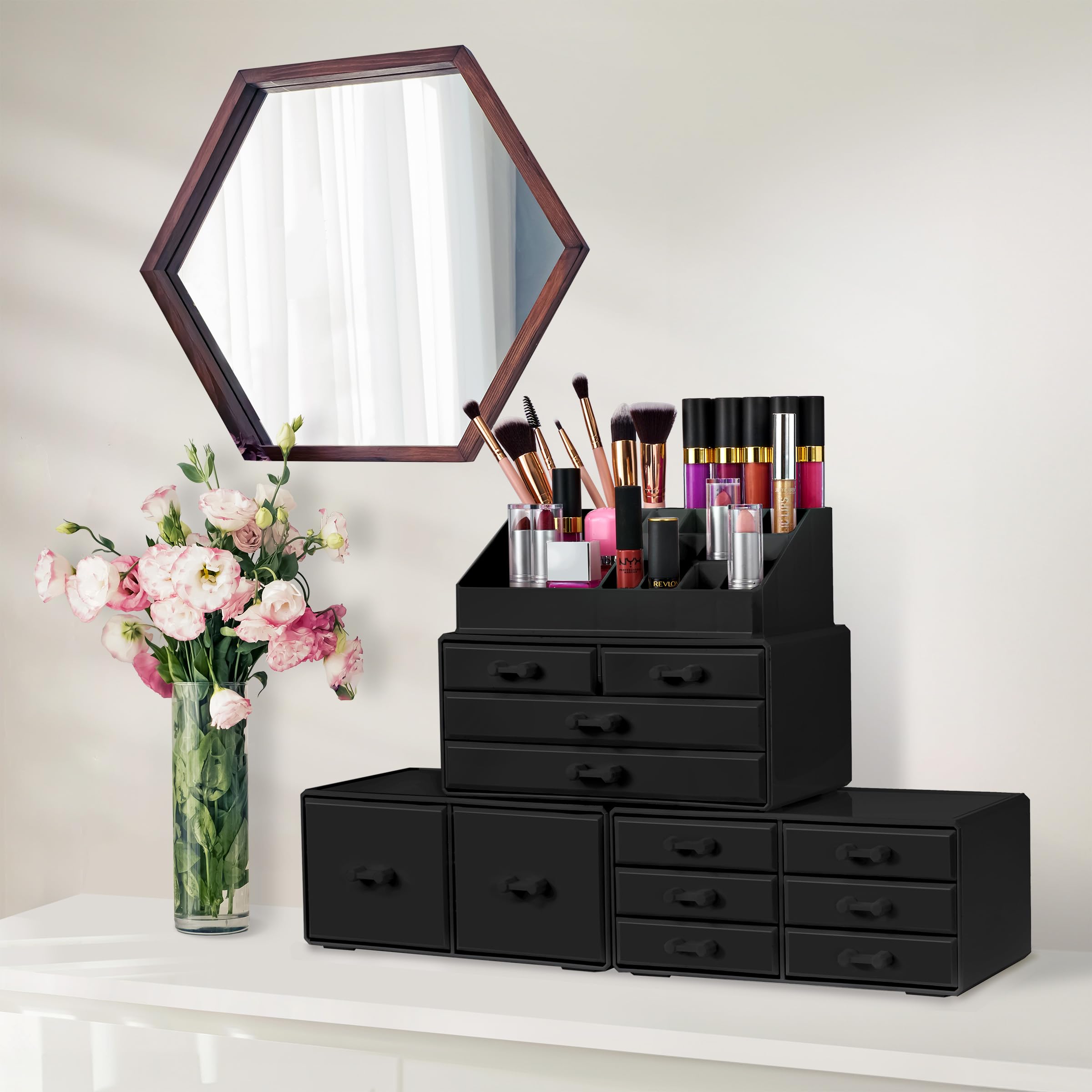 Sorbus Large Makeup Organizer - Stackable Jewelry & Makeup Organizer For Vanity, Bathroom Storage, Dresser - 12 Drawers Cosmetic