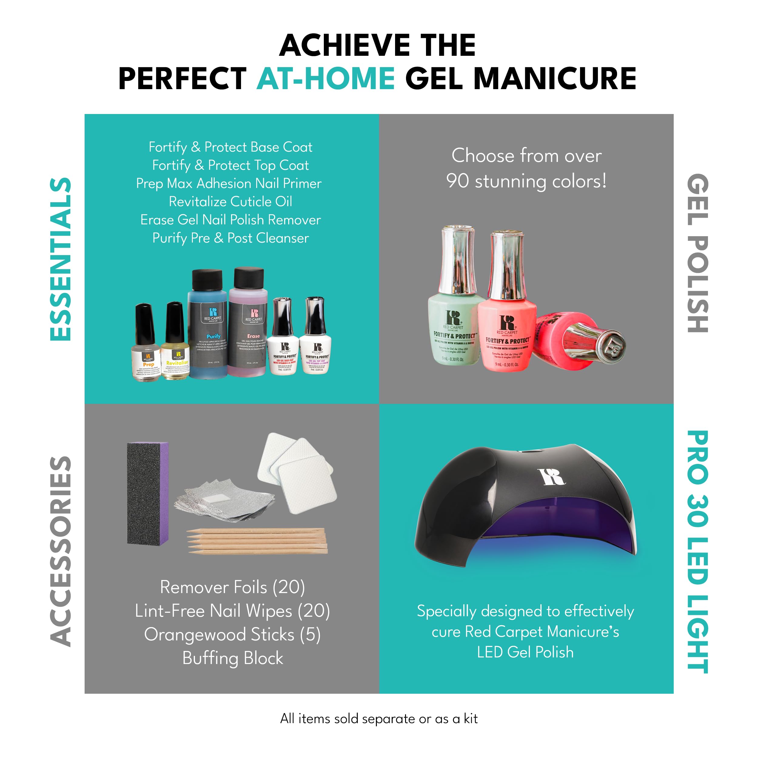 RC Red Carpet Manicure Fortify & Protect Gold Glitter Gel Polish for Strong, Healthy Nails - Infused with Vitamin A & Biotin - (