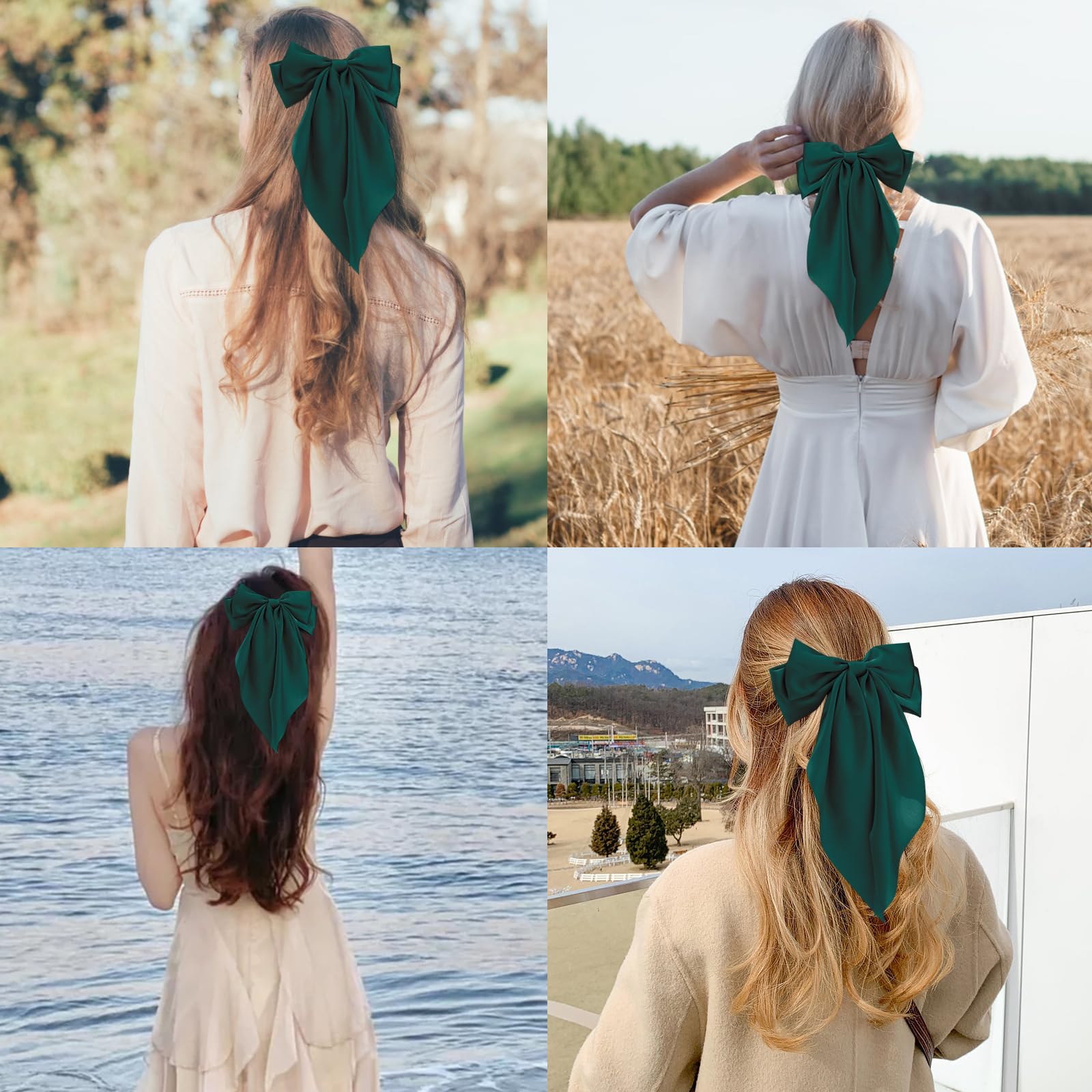 Canitor Dark Green Hair Bows for Women Hair Accessories for Christmas Halloween St. Patrick 's Outfit Dress Shirts Barrettes Cli