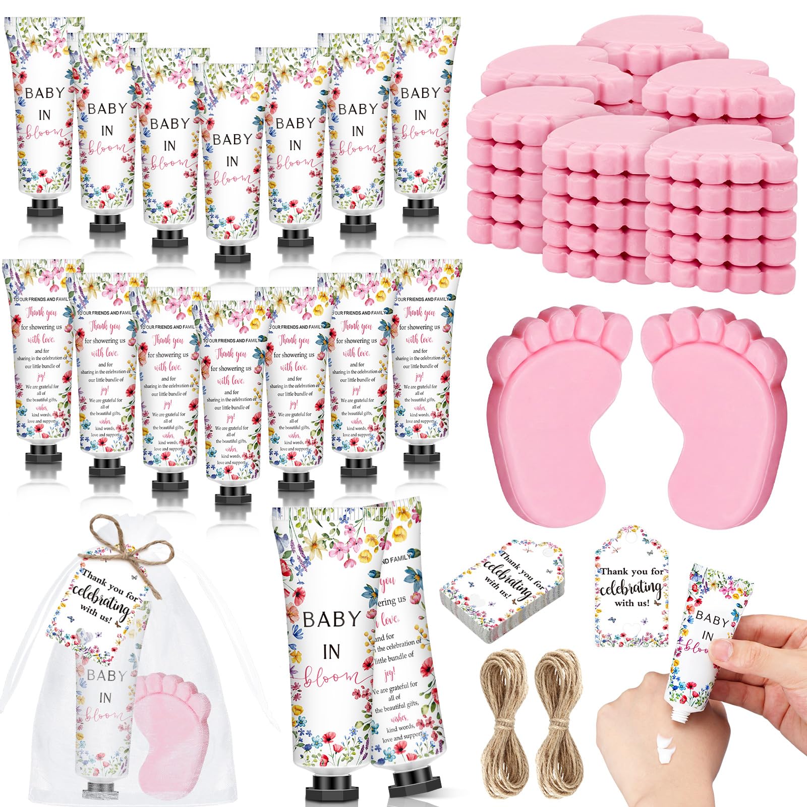 Dimsile Baby Shower Favors for Guest Soap Favors,25 Sets,Pink Feet