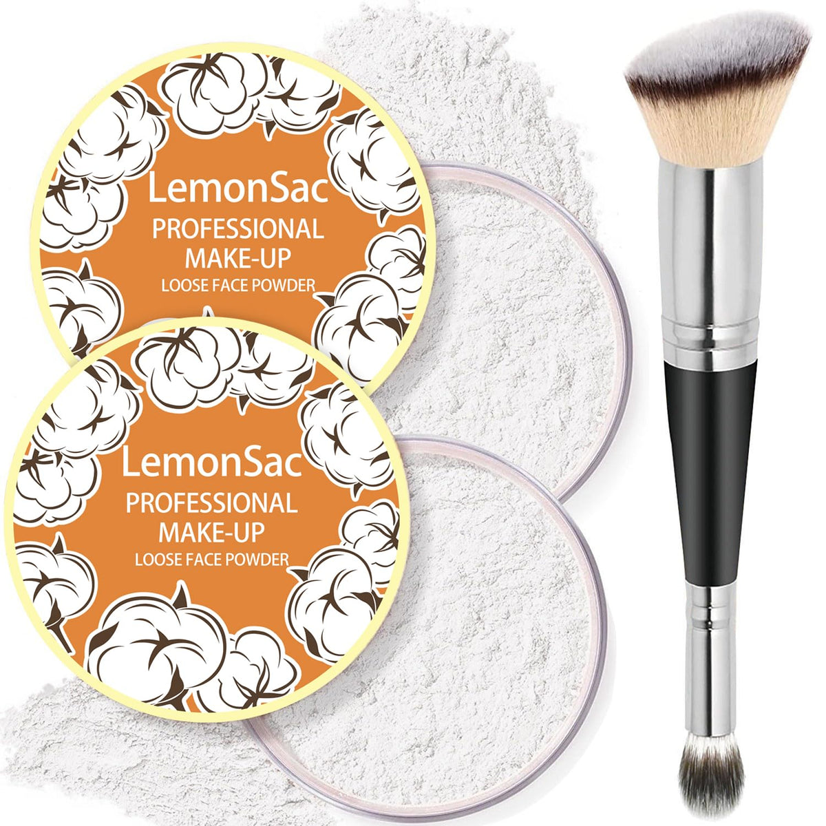 LemonSac 2PCS Loose Face Powder, Oil Control Minimizes Pores and Fine Lines, Baking Setting Powder Makeup, Soft Focus Effect Mak
