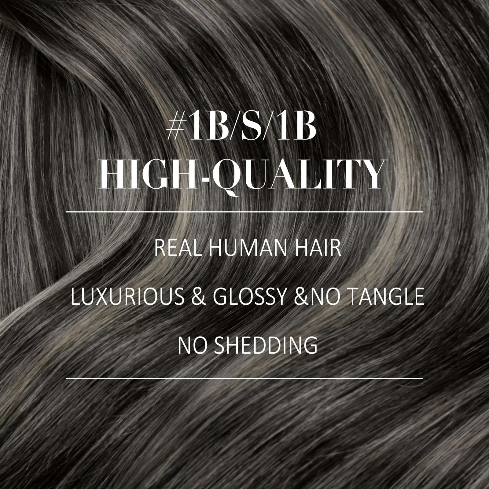 YoungSee 135G Clip in Hair Extensions Ombre Clip in Hair Extensions Human Hair Blend of Black and Silver with Black Roots Black