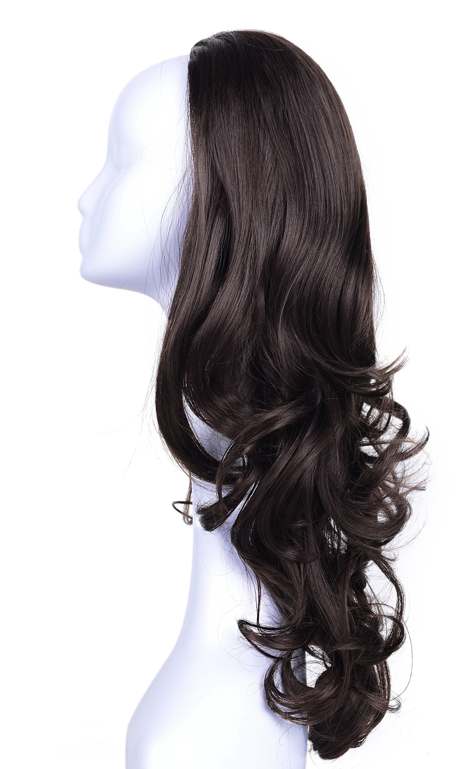 Onedor 23'' Curly Hair Women Ladies 3/4 Half Wig Premium Japanese Synthetic Kanekalon Fibers Wigs With Secured Mesh Head Cap (R6