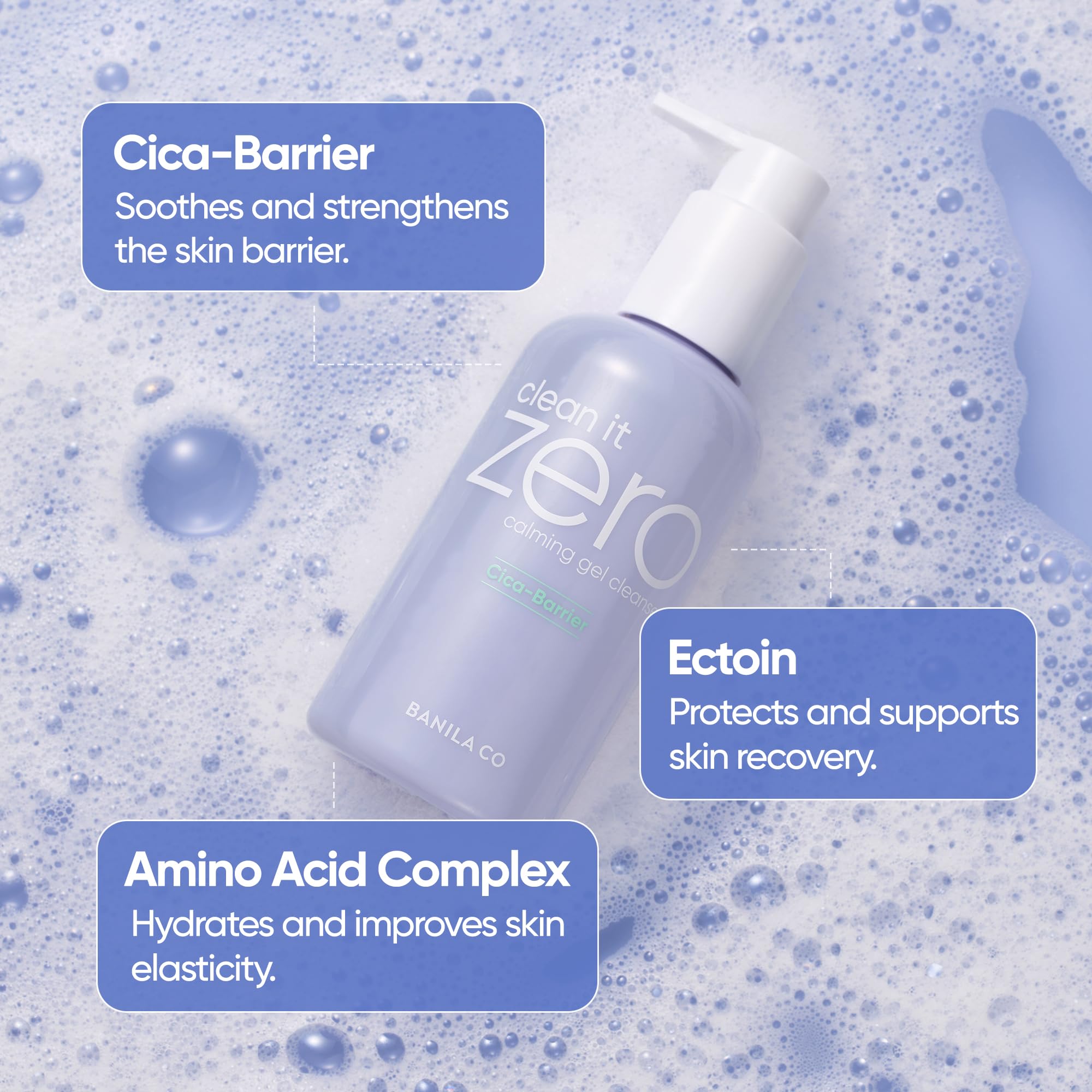 BANILA CO Clean It Zero Calming Gel Cleanser | Cica & Amino Acid Complex for Gentle Hydration | Vegan & Hypoallergenic | Korean