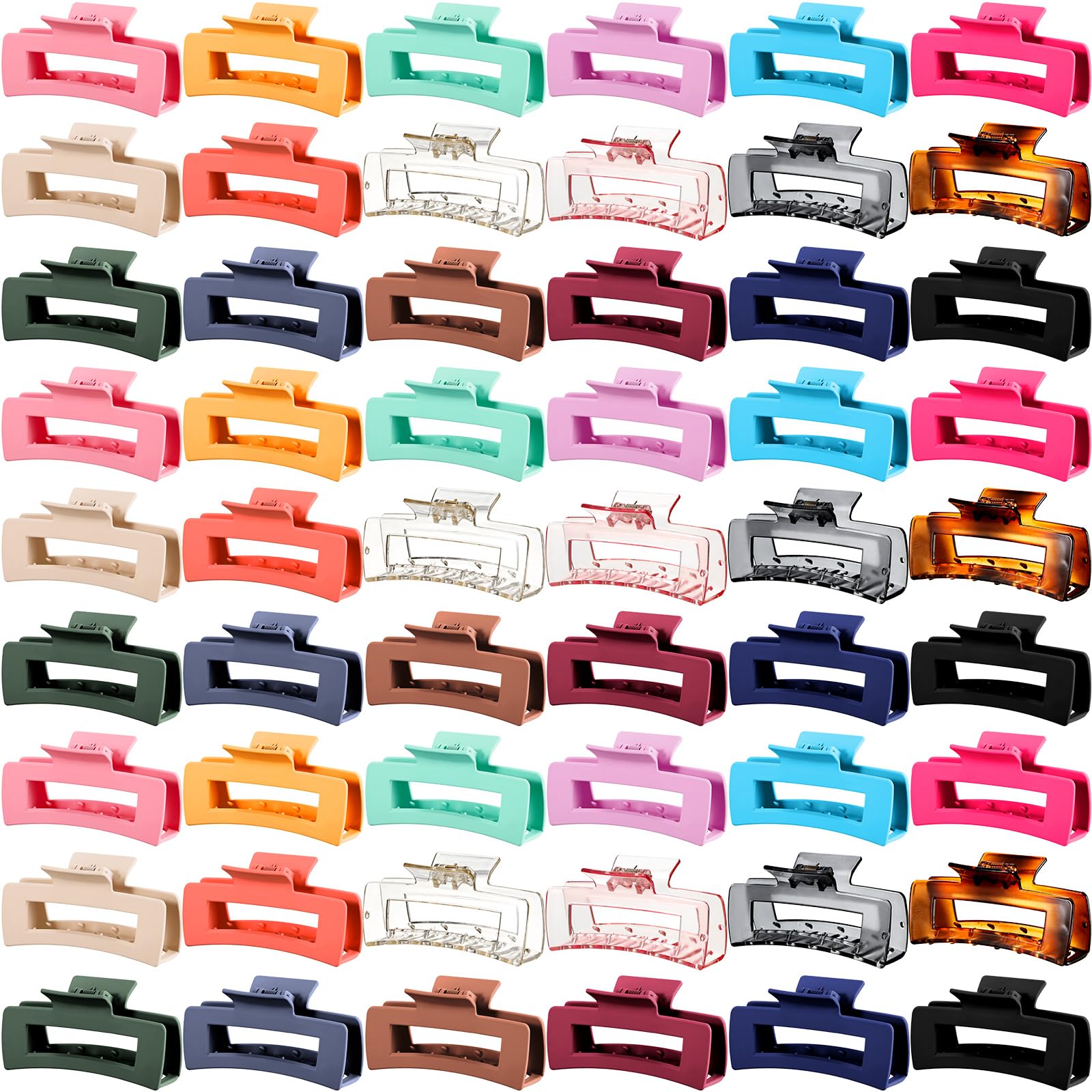 Hoteam 72 Pcs 4.1 Inch Large Hair Claw Clips bulk Rectangular Big Hair Clips Matte Nonslip Banana Clip Strong Hold Plastic Barre