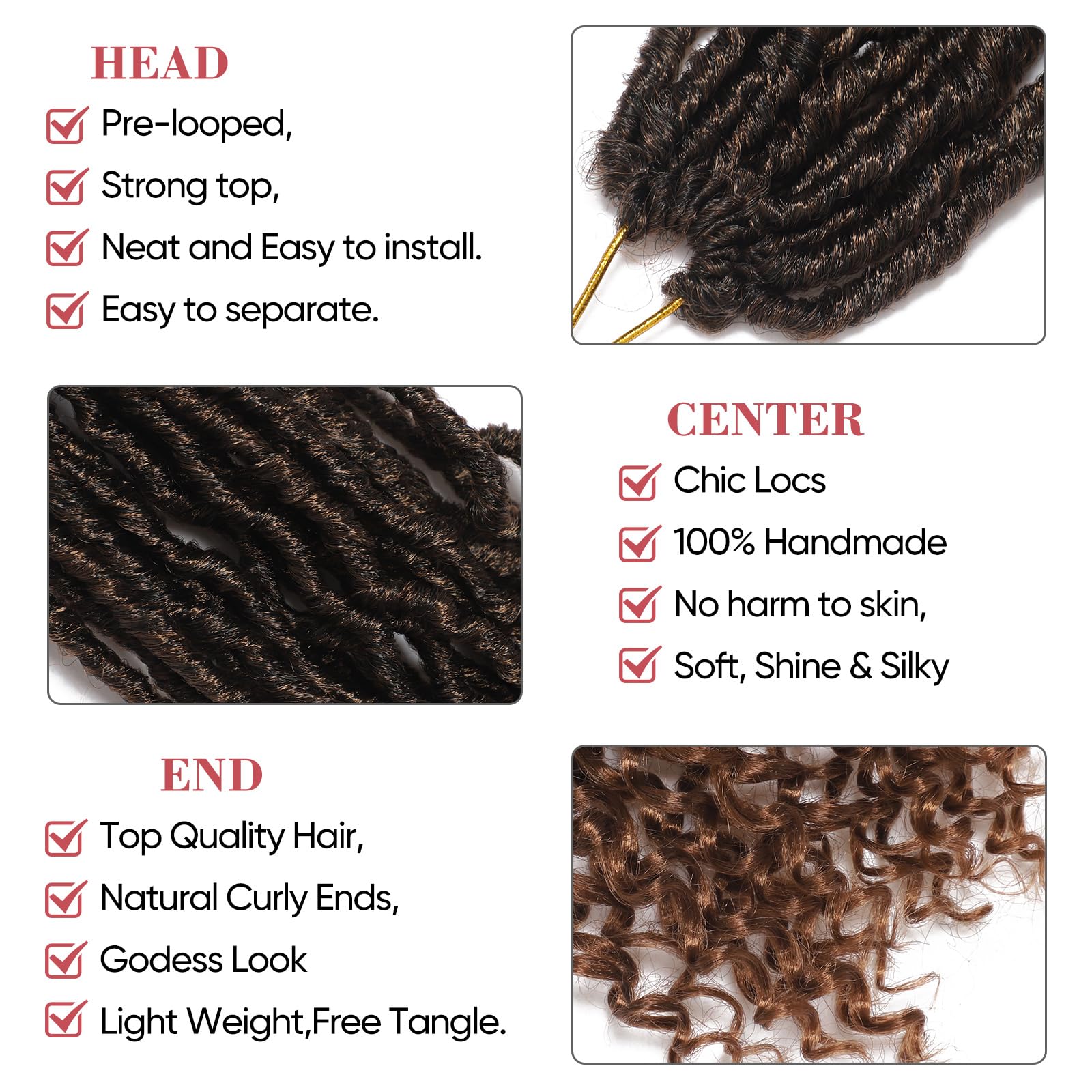 Faux Locs With Curly Ends 24 Inch Faux Locs Crochet Hair 7 Packs Soft Locs With Curly Ends 12 Strands Pre Looped Crochet Hair Ex