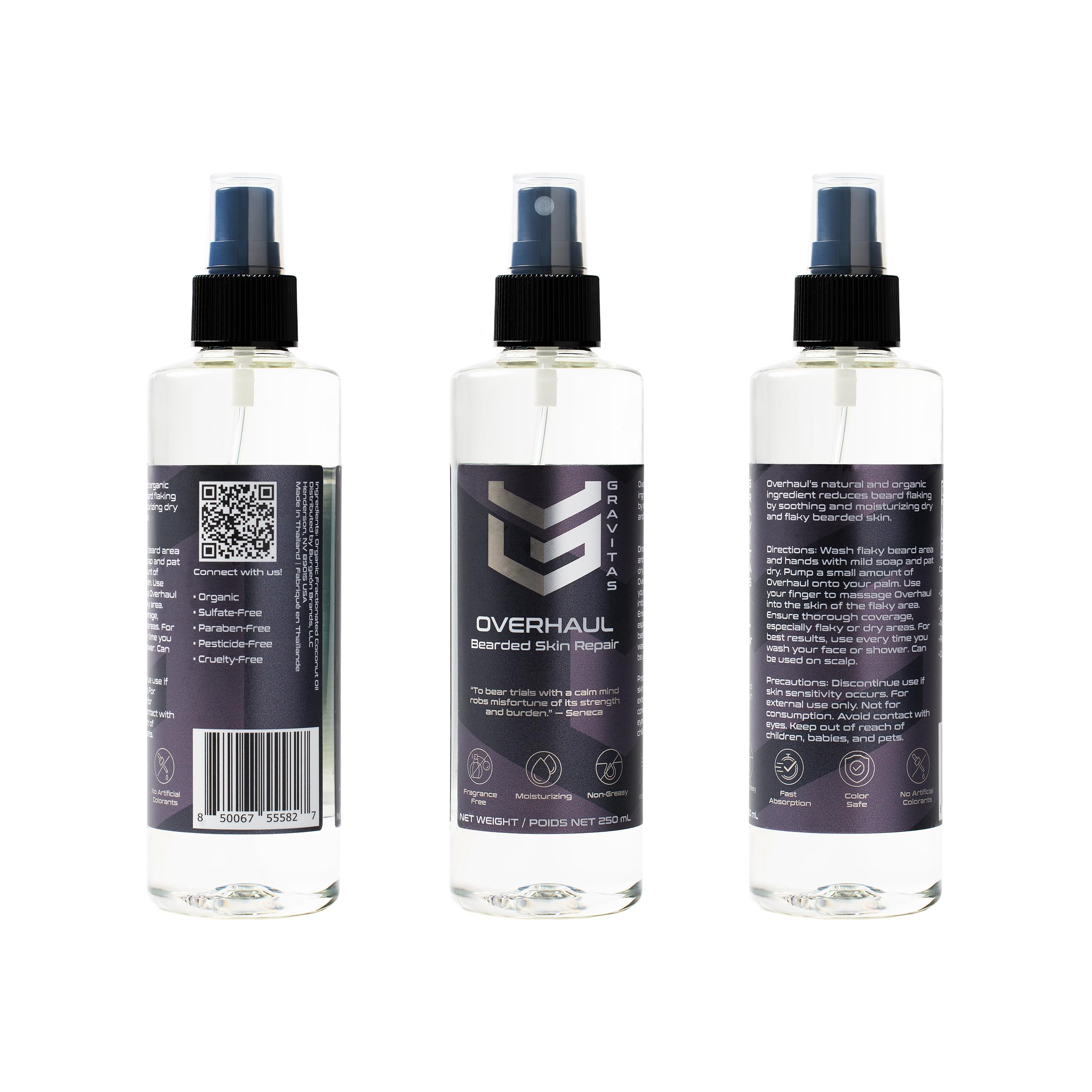 Gravitas Overhaul: Beard Druff Repair for Men, 250mL, Soothe Flaky Skin Under Beard, Unscented Flaky Beard Oil, NonGreasy, Fast