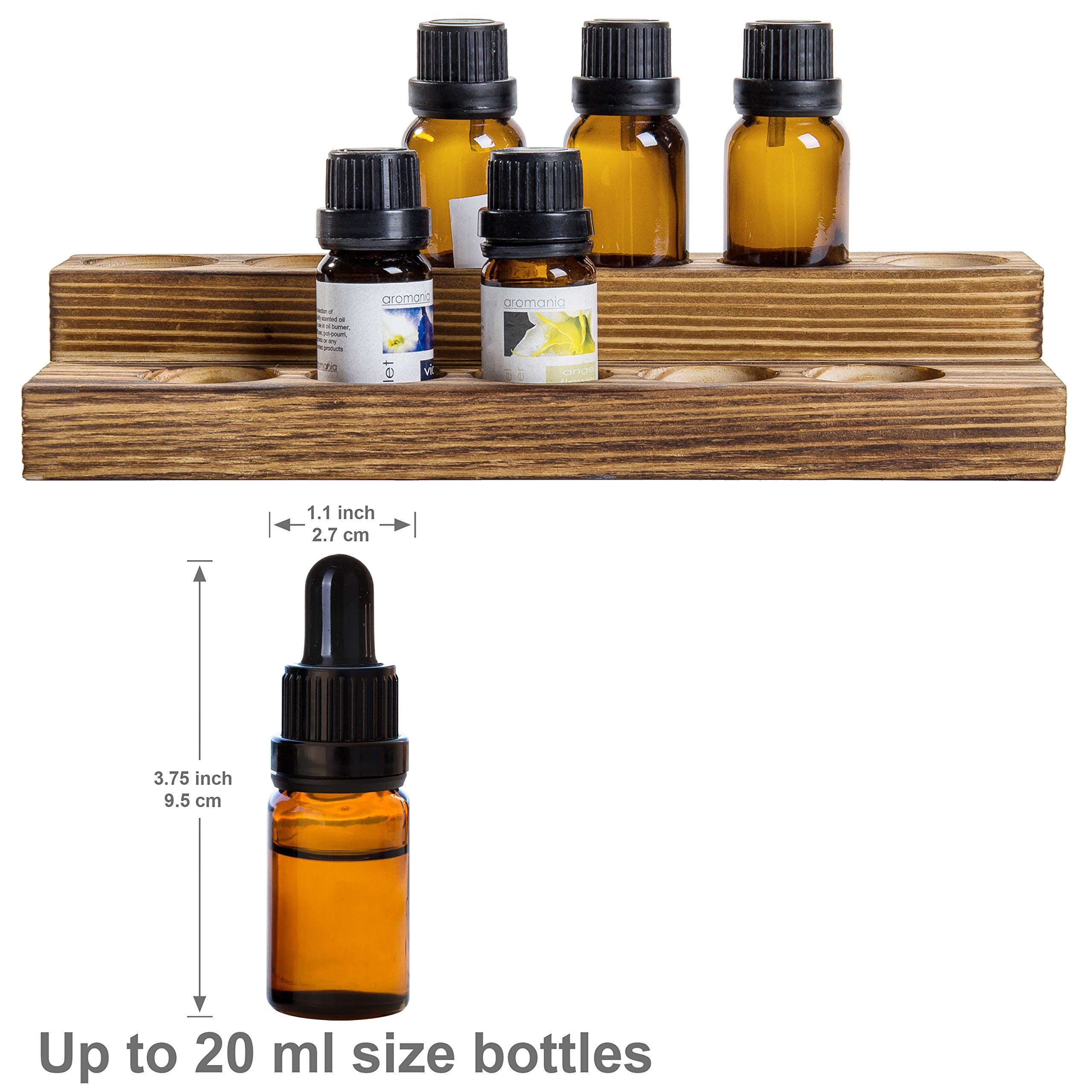 MyGift 8.5 Inch Rustic Burnt Solid Wood Essential Oil Holder Stand with 2 Tier Display, Vanity Tabletop Cosmetic Storage Organiz