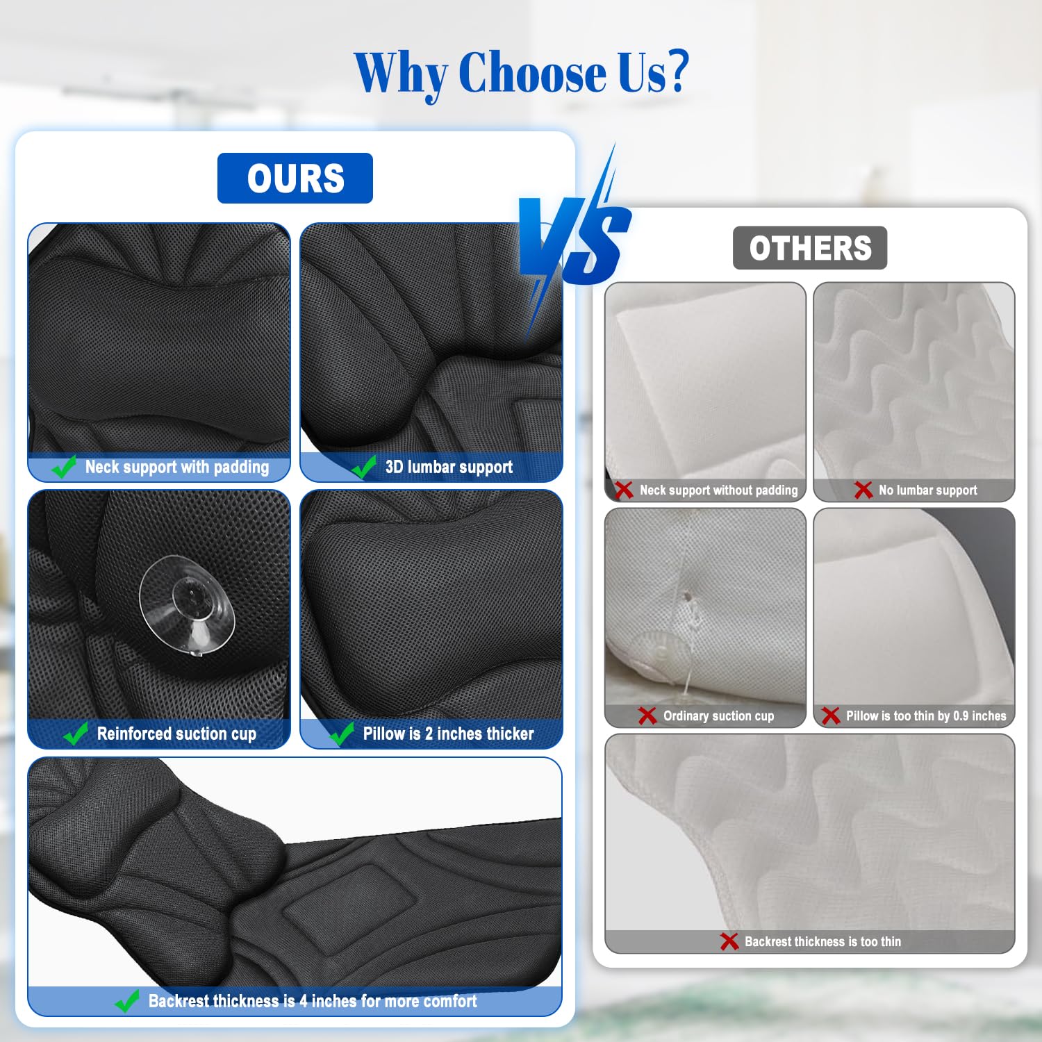 Full Body Bath Pillow For Bathtub, Luxury Bath Gifts For Women Thick Bathtub Cushion For Soaking Tub With Laundry Bag, Bathtub P