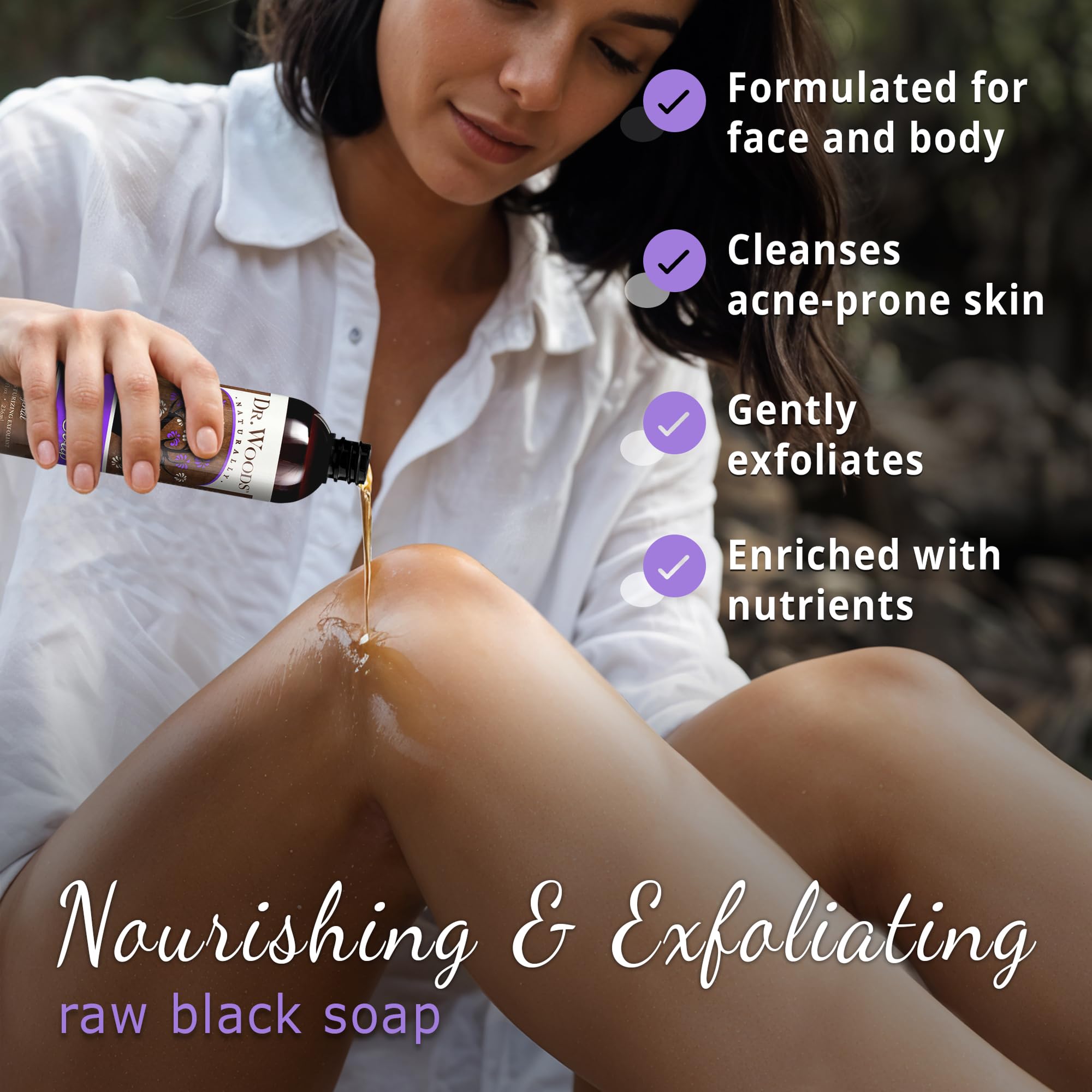 Dr. Woods Raw Black Moisturizing Liquid Castile Soap With Organic Shea Butter, 8 Ounce