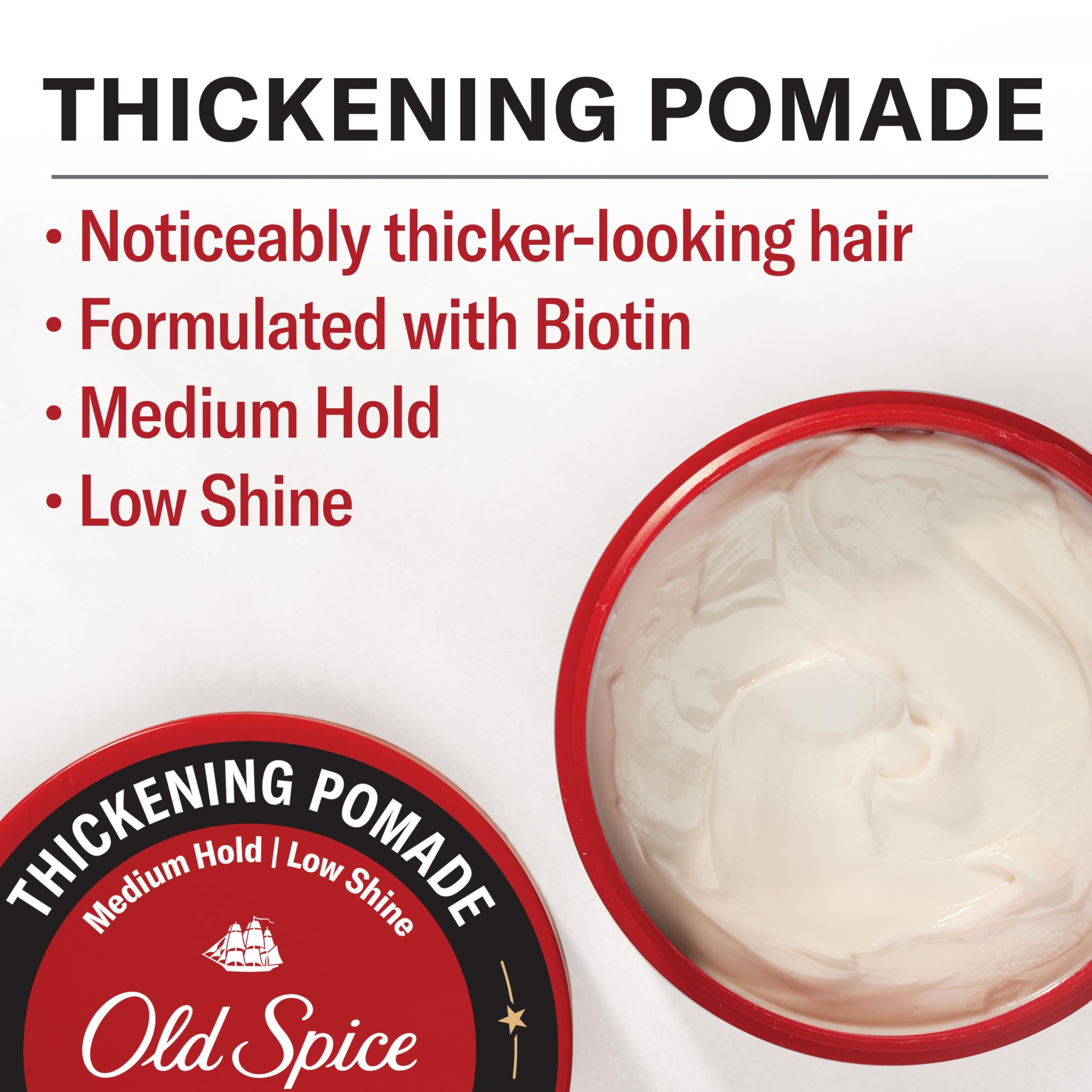 Old Spice Thickening Pomade for Men, Medium Hold with Low Shine, 2.22 oz
