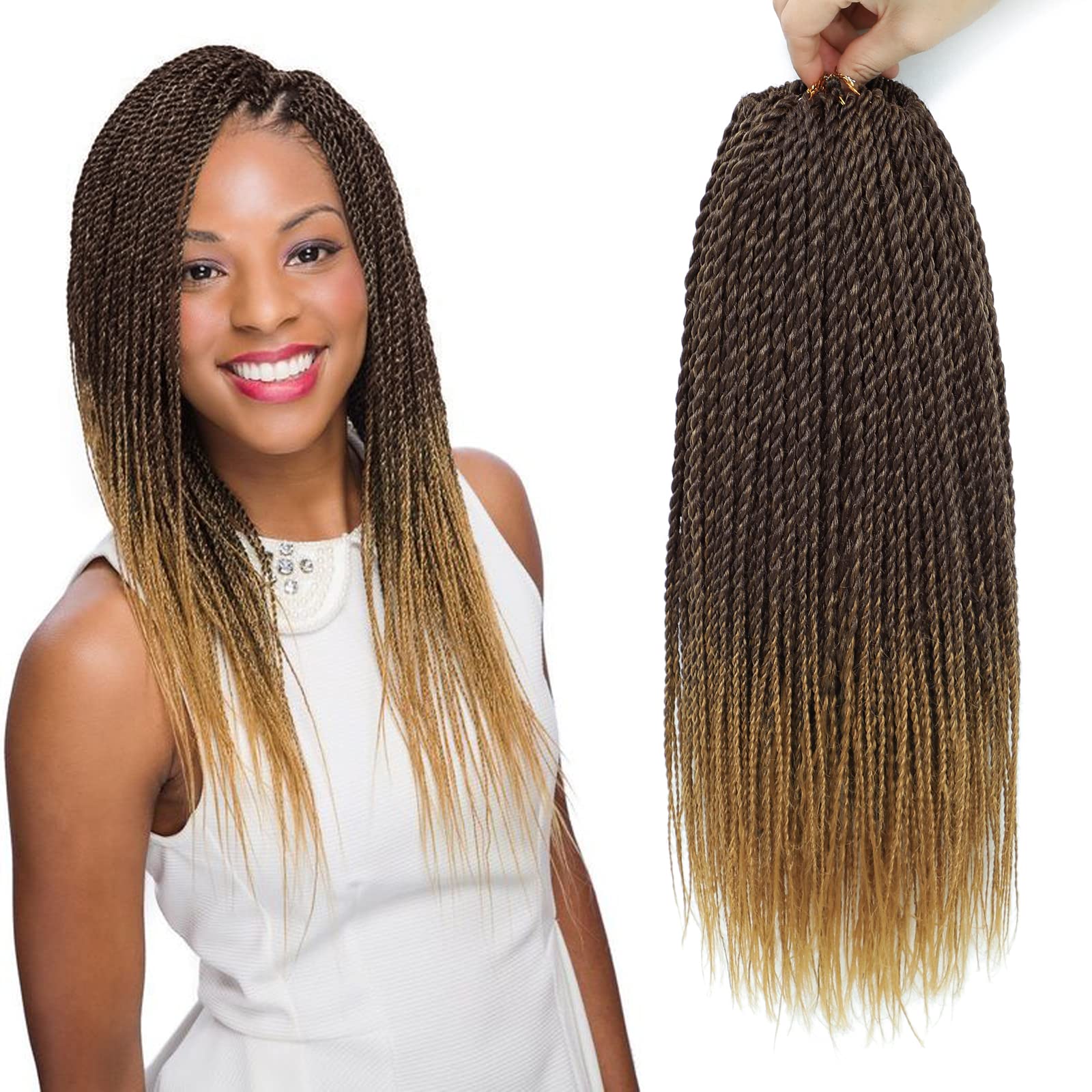 Nayoo Senegalese Twist Crochet Hair - 8 Packs 14 Inch Small Crochet Hair For Kids, 30 Strands/Pack Crochet Braids Hair For Black