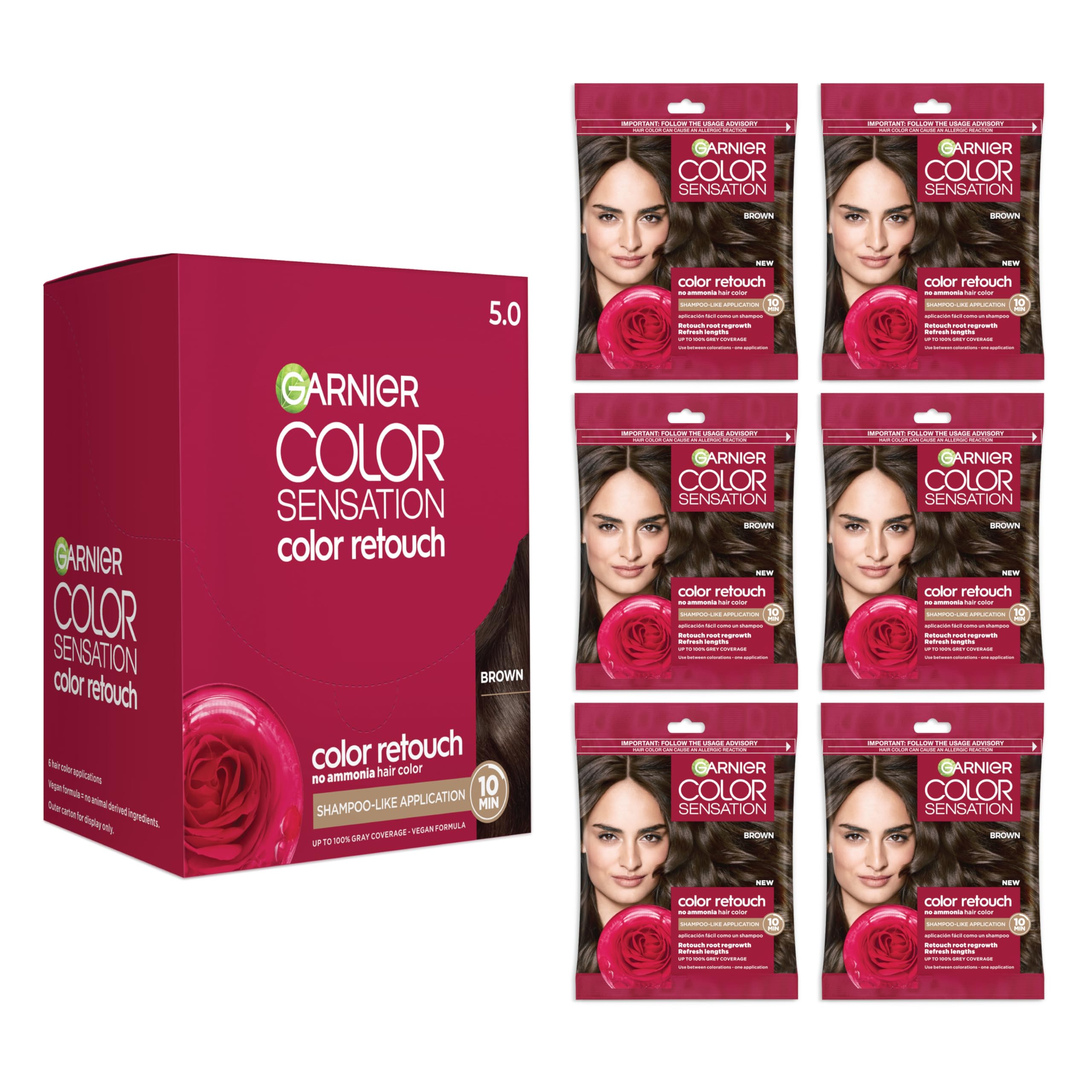 Garnier Color Sensation Color Retouch, Demi Permanent Hair Dye for Roots and Lengths with 100% Gray Coverage, Brown Hair Dye, Pa