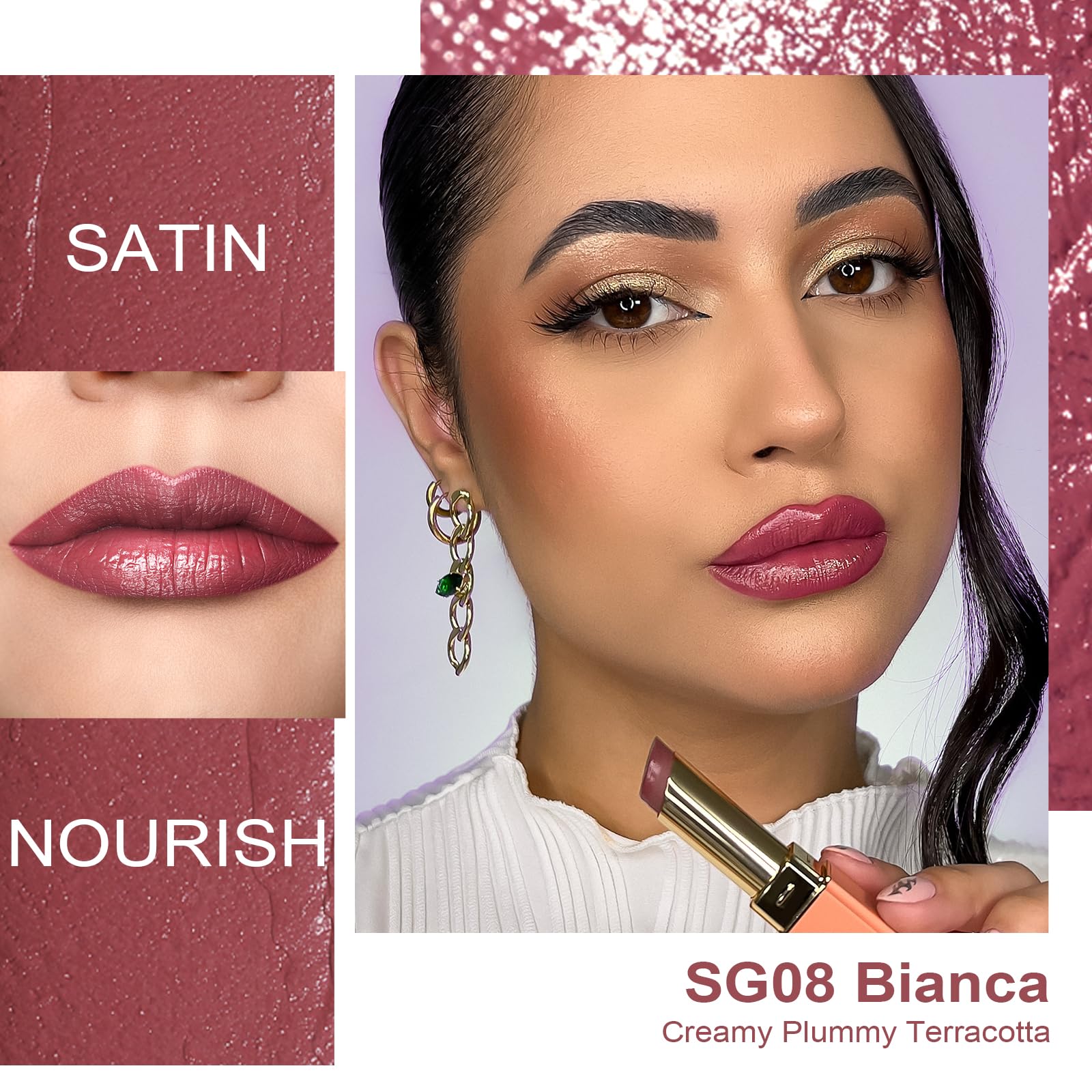 Oulac Plum Lipsticks For Women, Burgundy Matte Lipstick, Full Coverage Lip Color, Satin Matte Finish, Cream Texture, Hydrating,