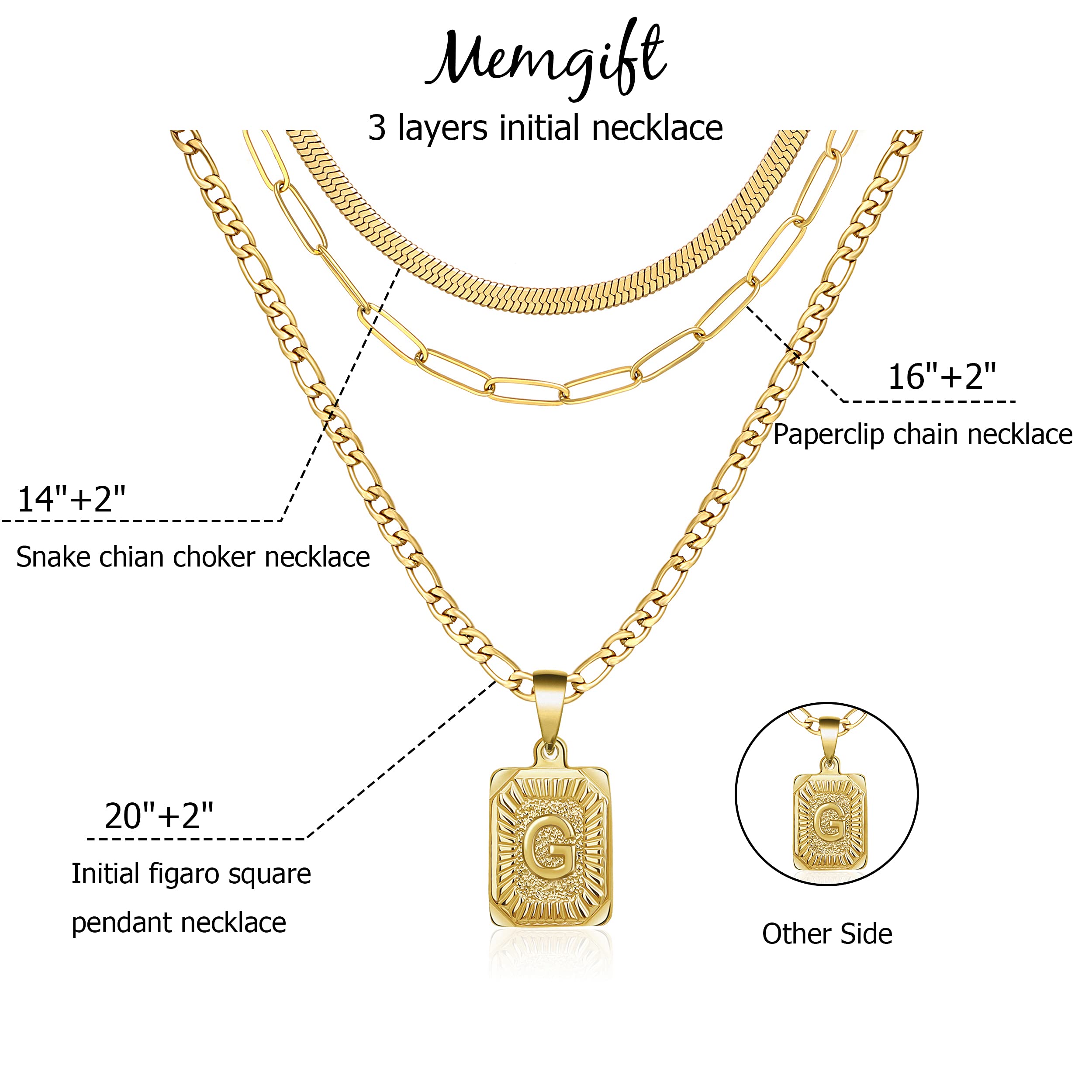 Memgift Gold Layering Necklaces for Women Dainty Trendy Paperclip Snake Choker Gold Filled Stainless Steel Figaro Chain Layered