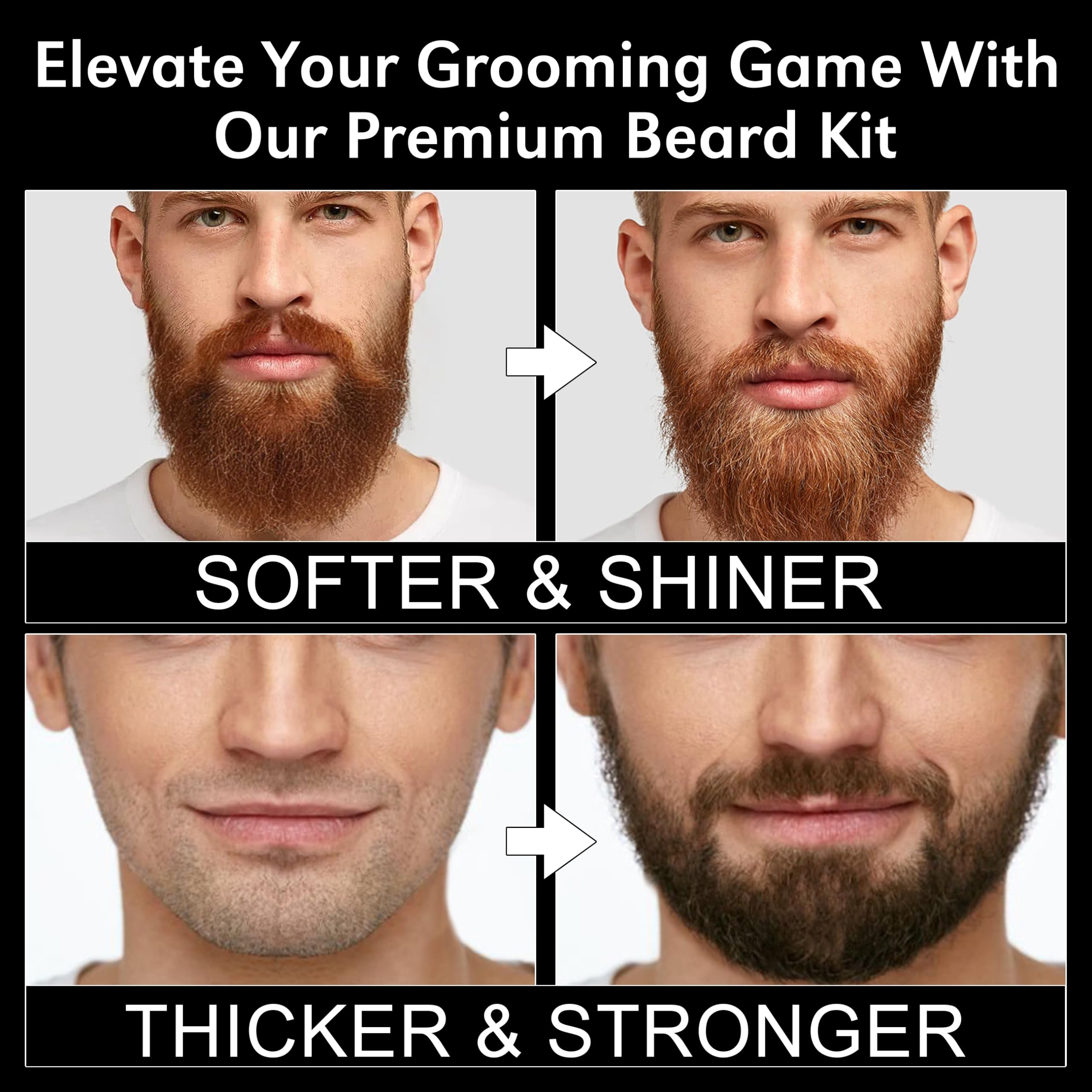 XIKEZAN Upgraded Beard Grooming Kit - Conditioner, Oil, Balm, Brush, Wash, Comb & Scissors - 1 Count - Perfect Gift for Men
