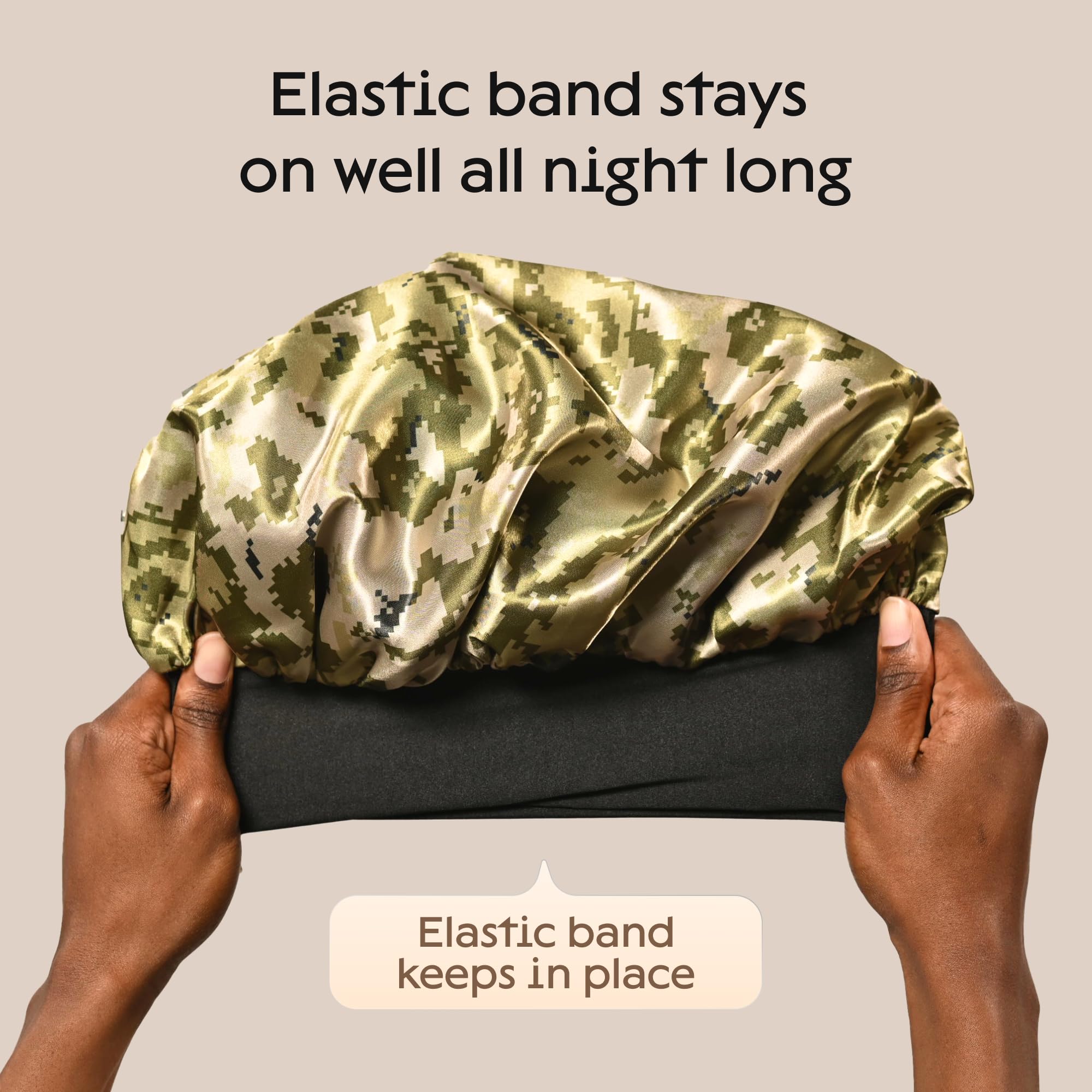 Niagara Sleep Solution Satin Bonnet, Camouflage, Large-X-Large, Green