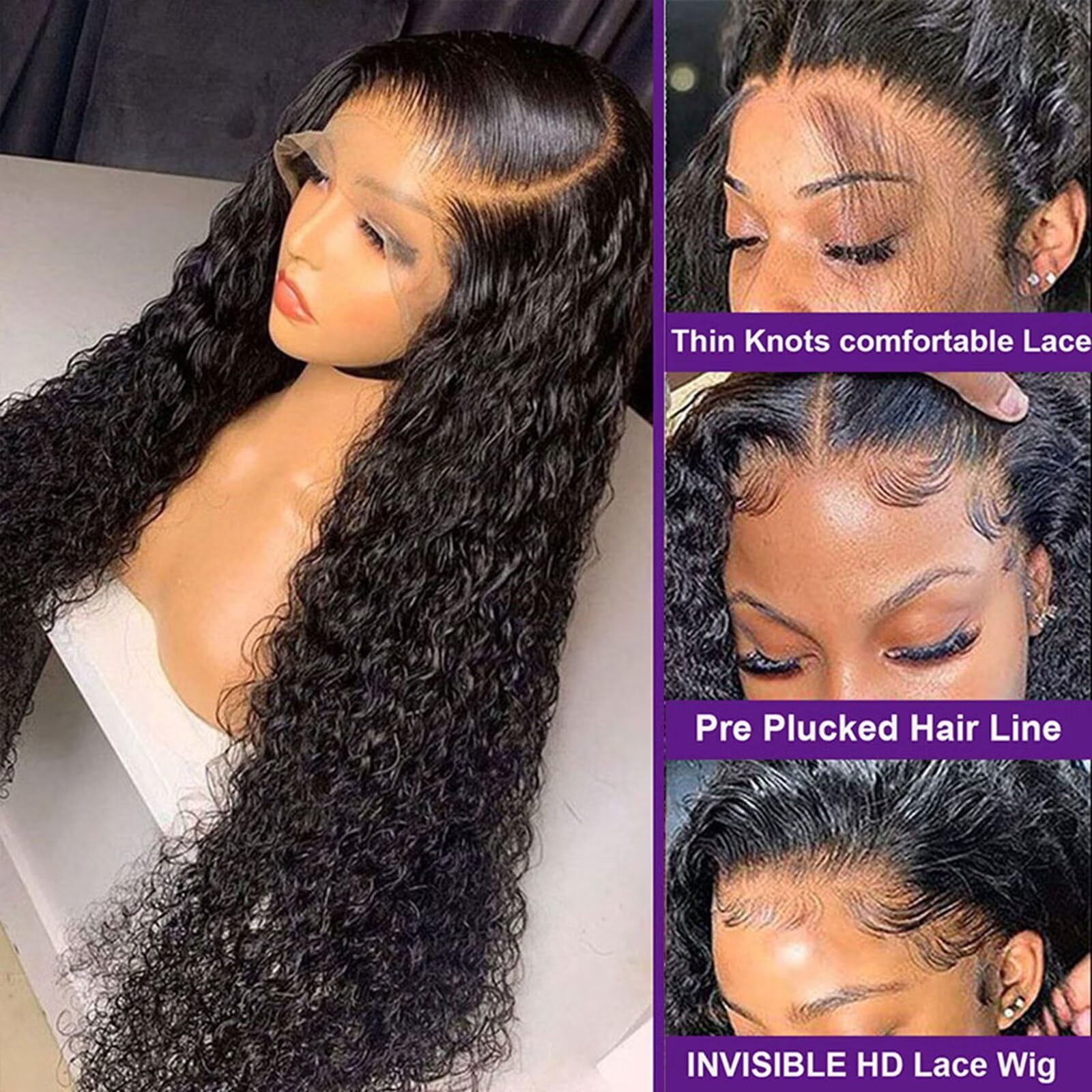 Lemoda 28Inch 12A 250% Density Skinlike Real Hd Lace Water Wave 13X4 Full Lace Frontal Wigs Deep Wave Virgin Human Hair Invisibl