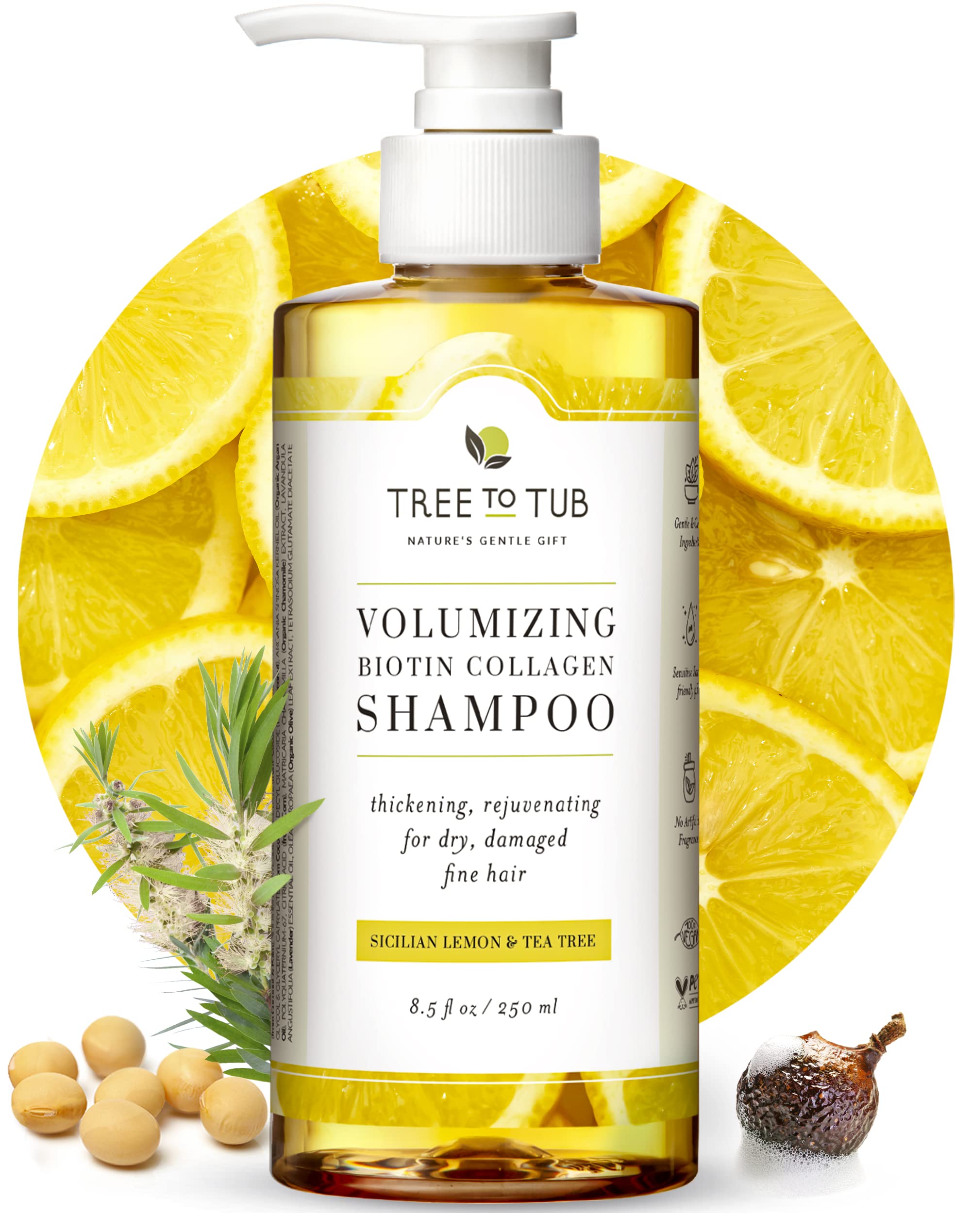 Tree to Tub Biotin Shampoo - Biotin and Collagen Shampoo, Volumizing Hair Thickening Shampoo, Sulfate Free Argan Oil Shampoo for