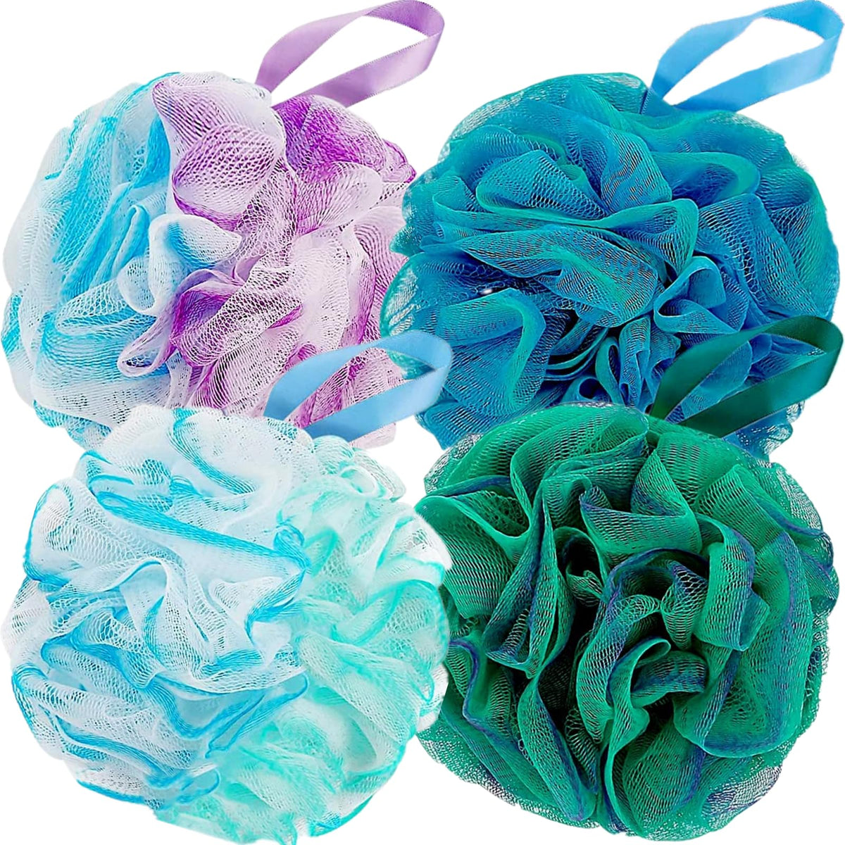 Fu Store Loofah Sponge Shower Loofahs 80G Bath Sponges Mesh Balls 4 Colors Body Scrubber Exfoliator Wash Back Scrubber Bathroom