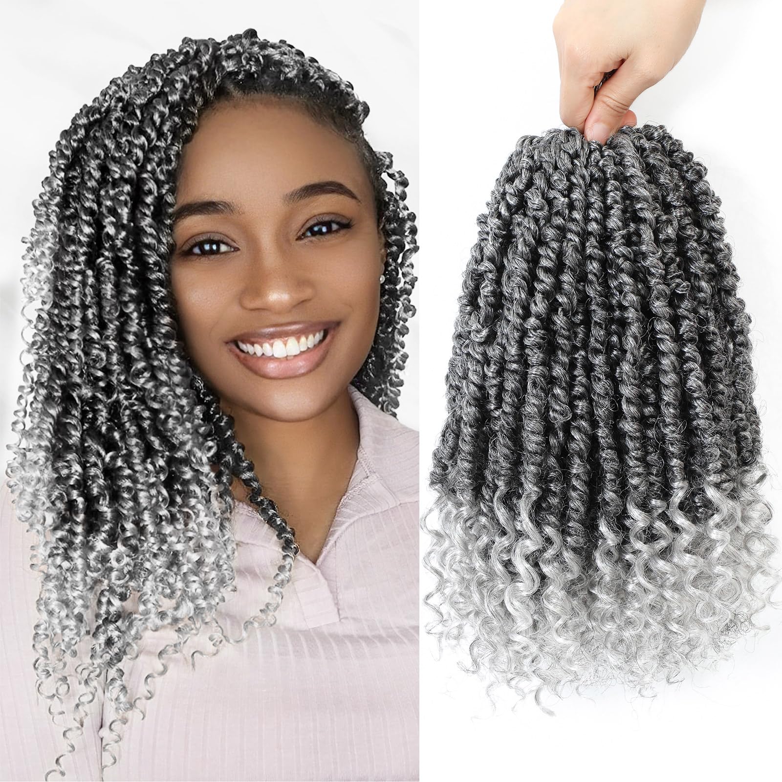 Passion Twist Crochet Hair,Pretwisted Crochet Hair 12 Inch Passion Twist Hair,Passion Twist Crochet Hair 8 Packs Pretwisted Pass