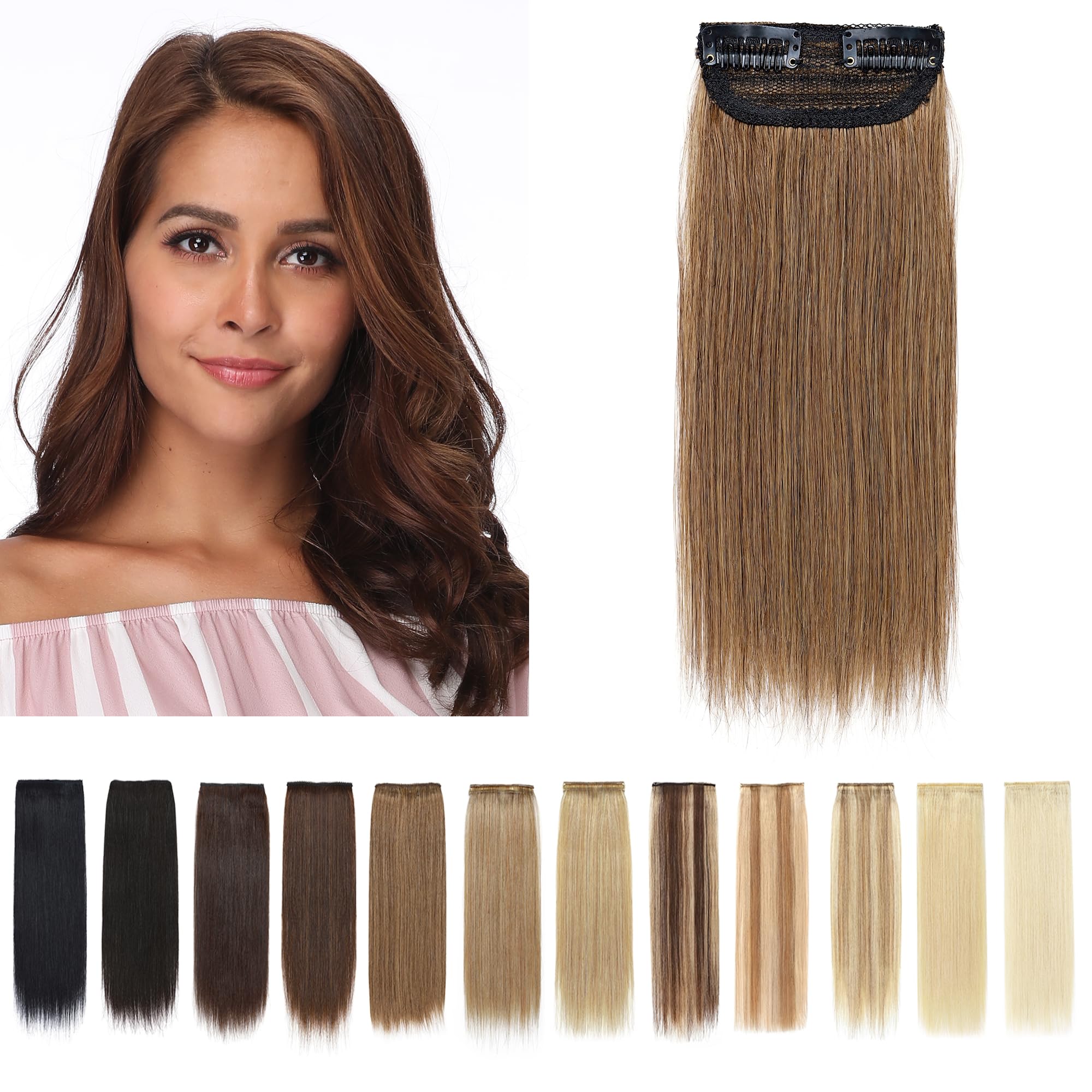 SEGO 2 Pcs Clip in Short Hair Extensions 4 Inch 16g 100% Human Hair Hairpiece Human Hair Toppers for Women With Thinning Hair Ad