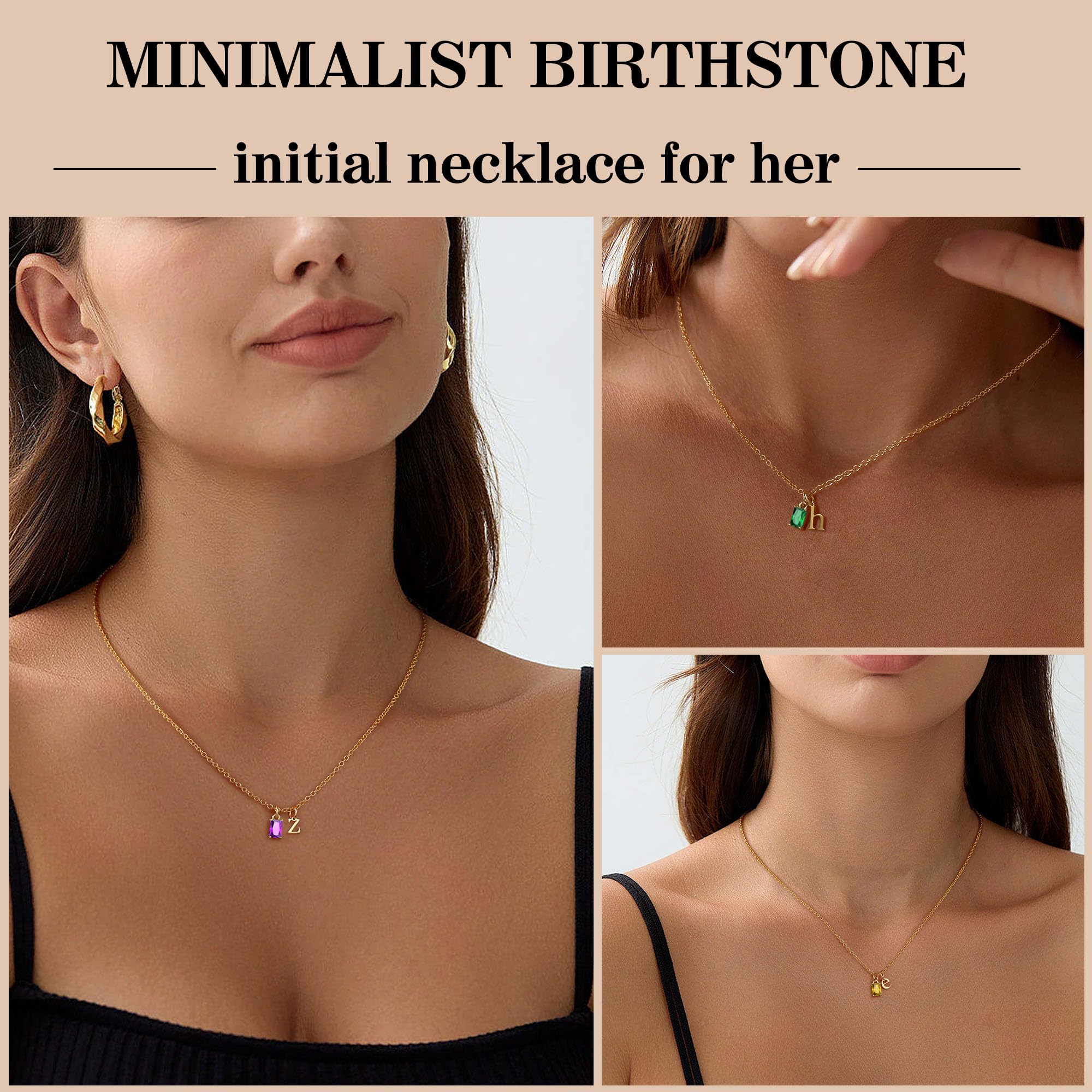Birthday Gifts for Women February Birthstone Necklace Letter I Dainty Gold Necklace Gifts for Grandma Birthday Valentines Day Am