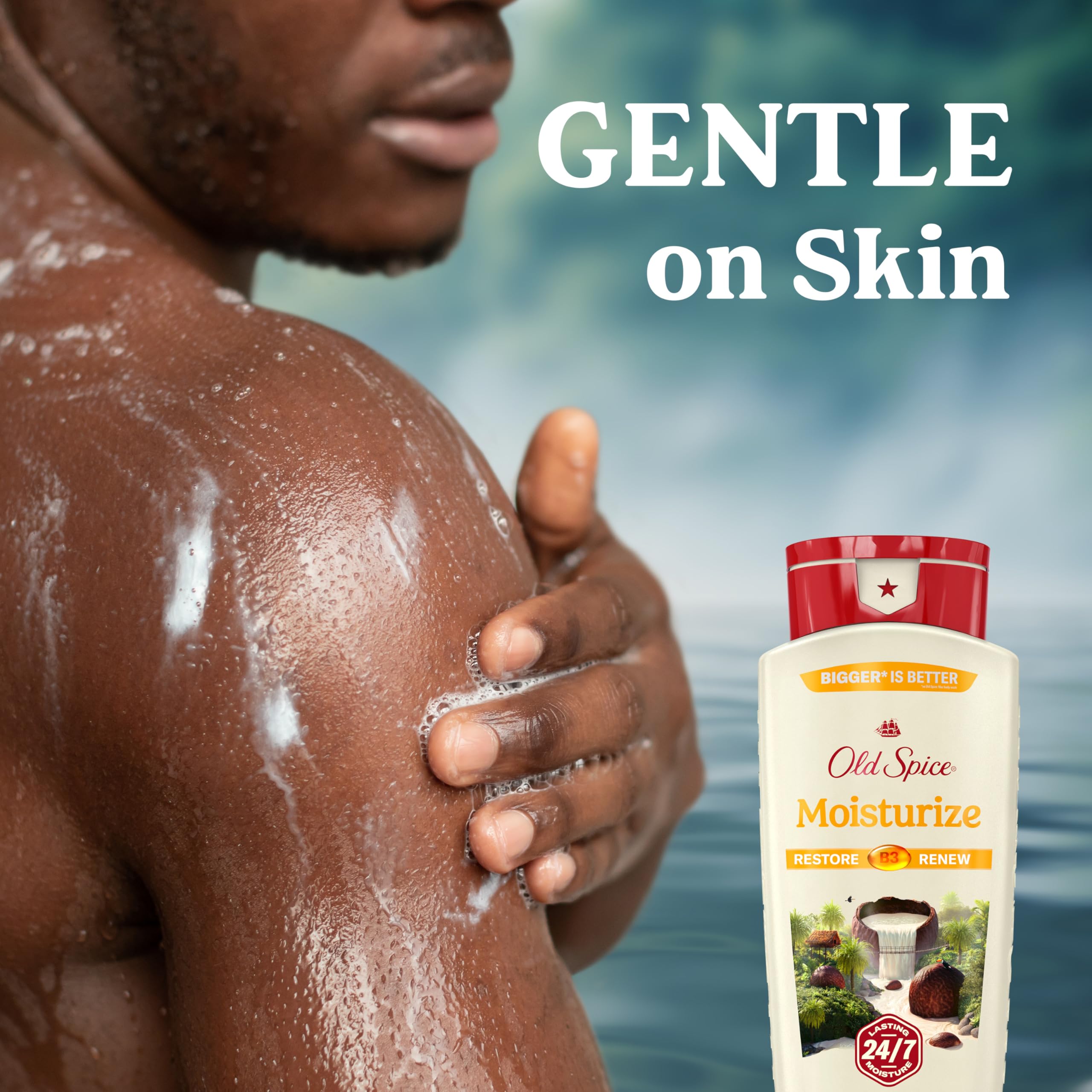 Old Spice Men 'S Body Wash Moisturize With Shea Butter, Lasting Scent, 24/7 Shower Freshness, Hydration, 18 Oz (Pack Of 4)