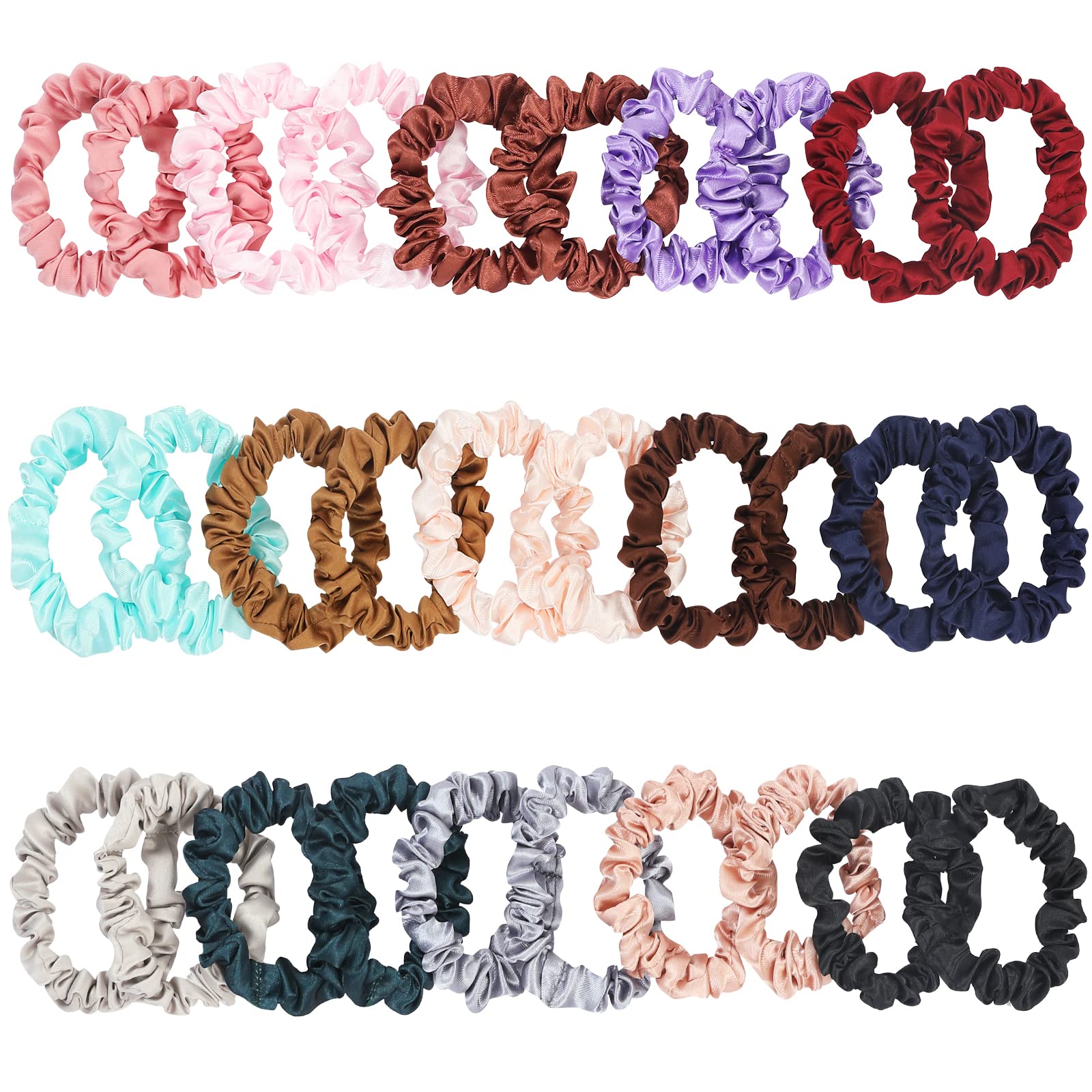 KECUCO 30Pcs Small Satin Hair Scrunchies Silk Hair Ties, Satin Elastic Hair Bands, Elastics Ponytail Holders for Women Girls Hai