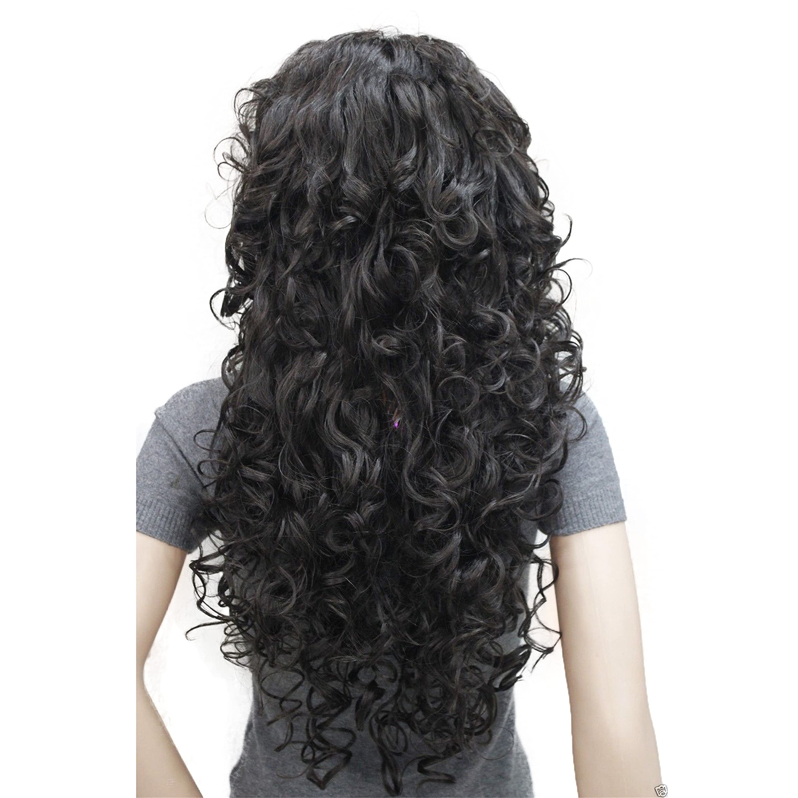 Lydell 28'' Women Long Curly Wigs Soft Layered Hair Synthetic Full Wigs (Dark Brown)