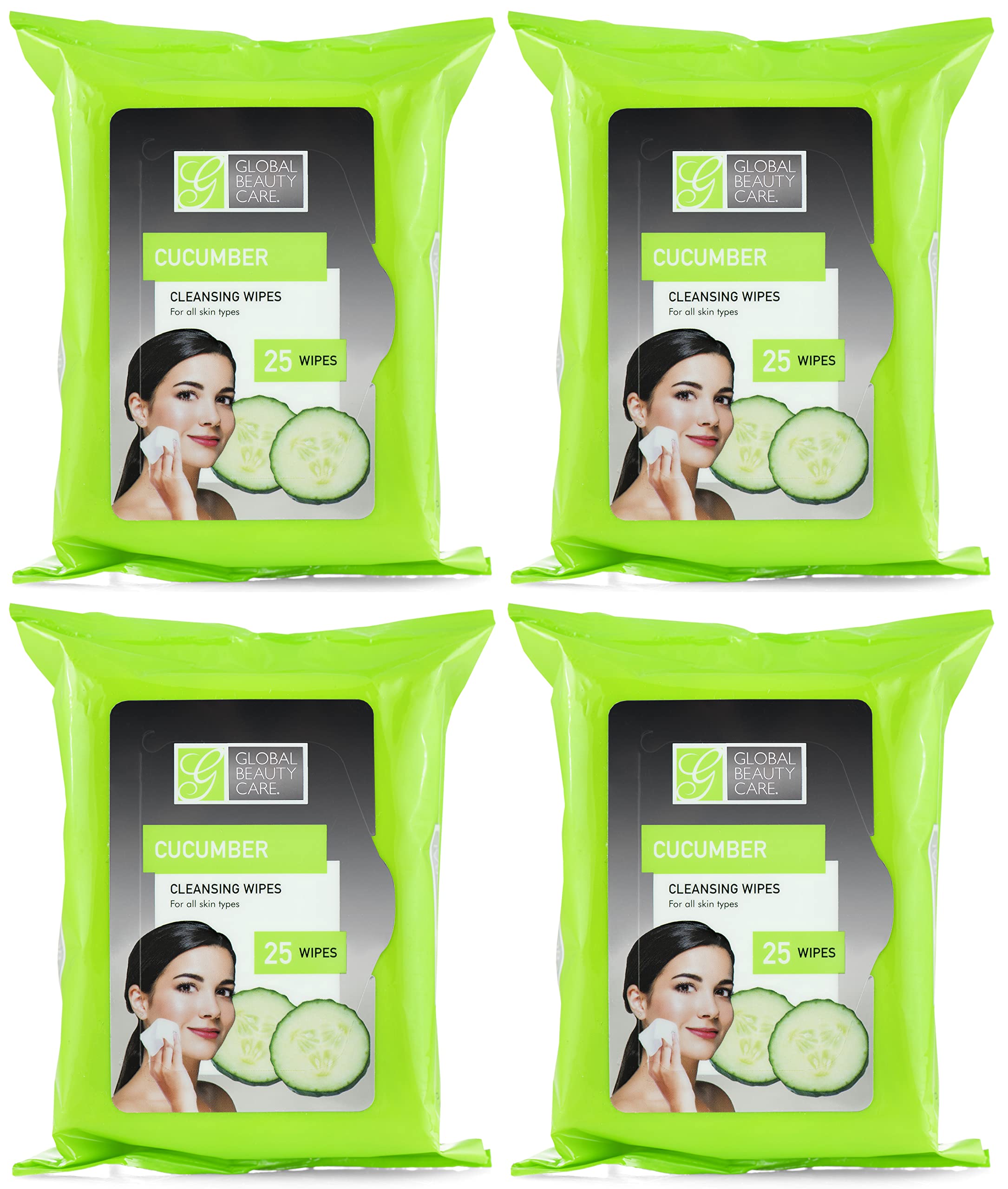 Global Beauty Care Bulk Cleansing Wipes Premoistened 4 Pack Of Cucumber Cleansing Cloths Makeup Removal Wipes - Great For Travel