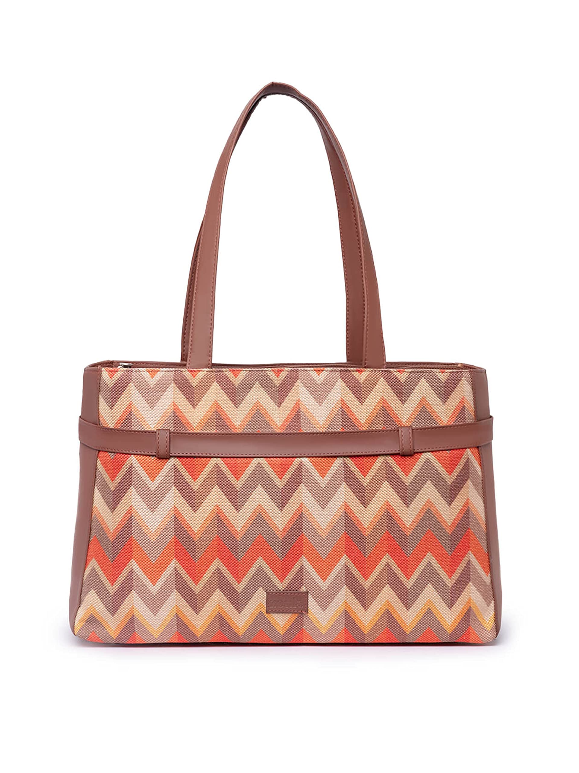 Zouk Tidal Wave Printed WomenS Jute Handcrafted Vegan Leather Multicolor Statement Office Shoulder Bag