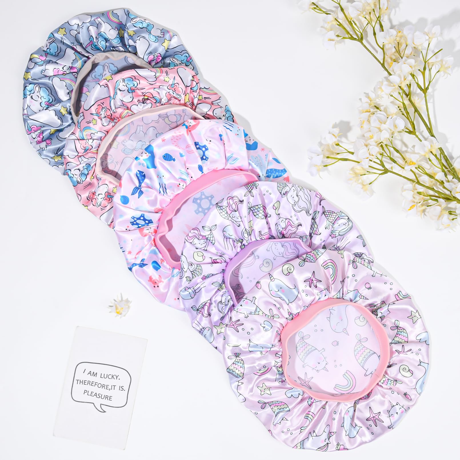 5 Pcs Kids Bonnet For Girls Silk Bonnet Sleeping Kid Baby Hair Bonnet Toddler Bonnet Wide Band Night Sleep Caps Colorful Night H