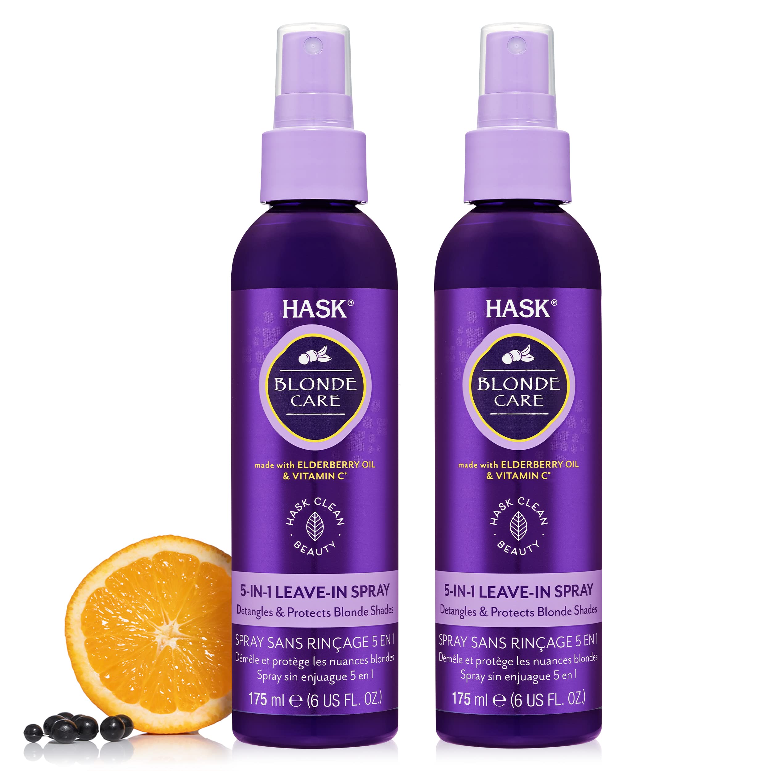 HASK BLONDE CARE 5-IN-1 Leave-In Spray Conditioner 2 Piece Bundle- vegan formula, cruelty free, color safe, gluten-free, sulfate