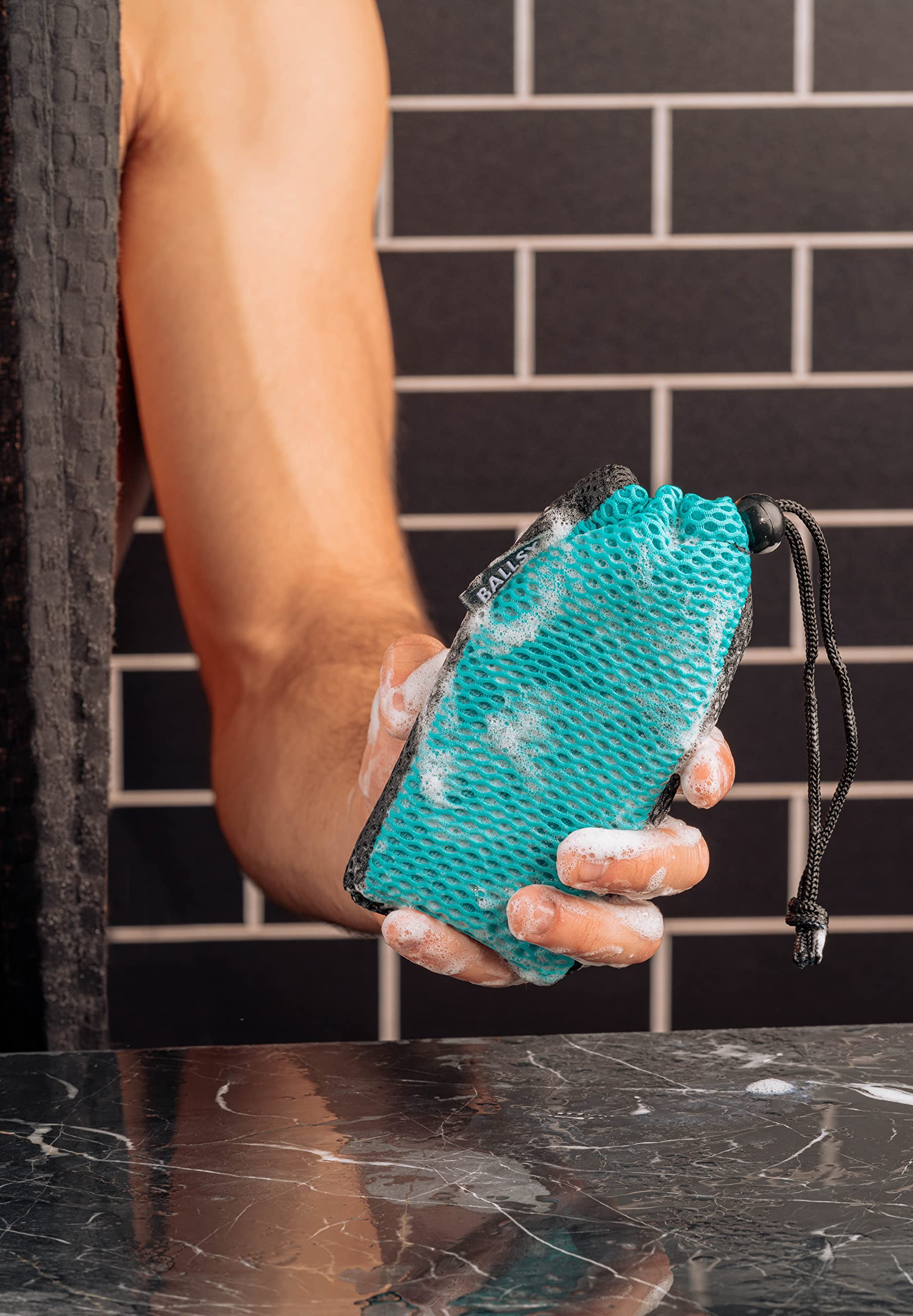 Ballsy Sud Sack Soap Pouch, Exfoliating Sponge For Baths And Showers