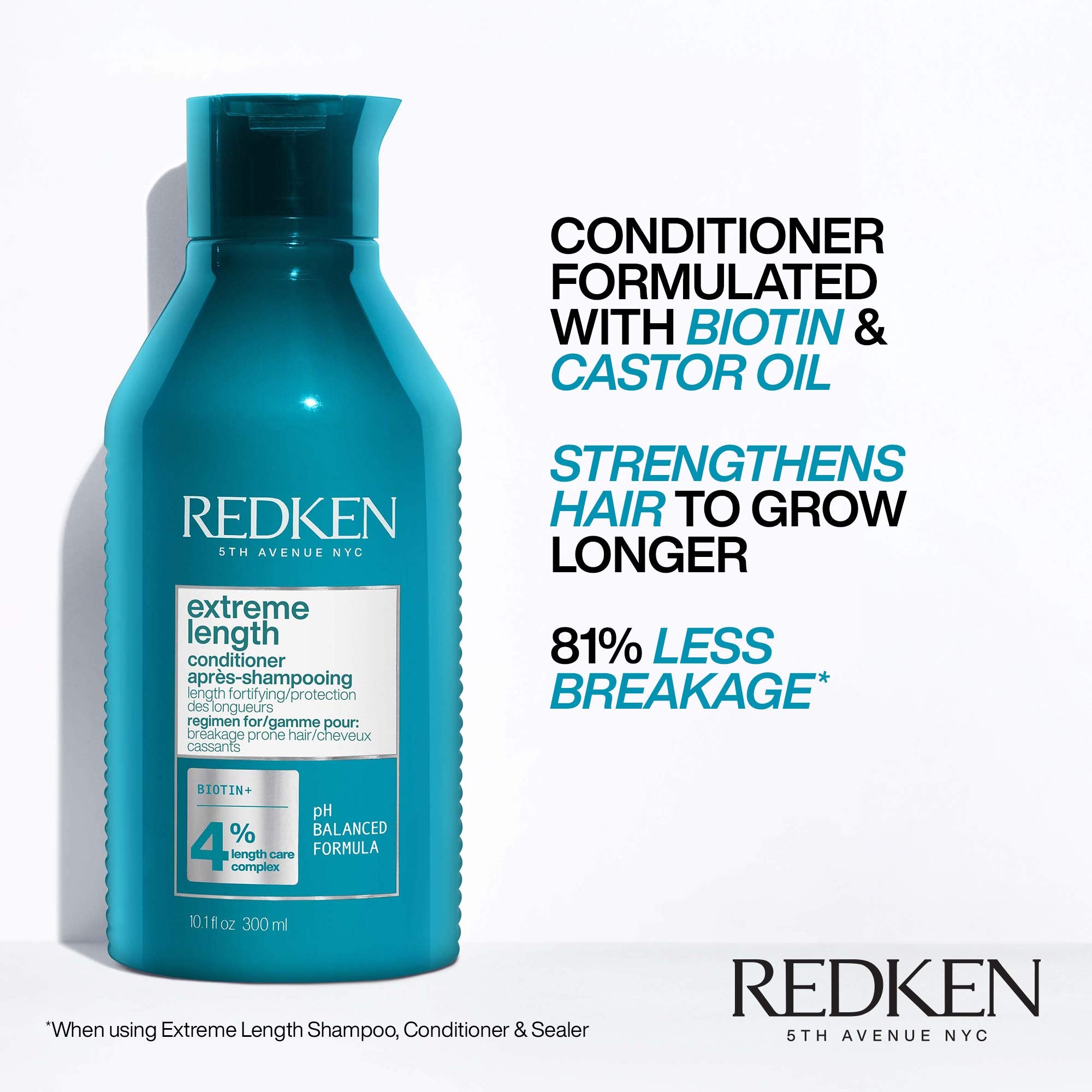 Redken Extreme Length Conditioner Infused With Biotin And Castor Oil For Hair Growth Fortifies, Strengthens & Conditions Hair