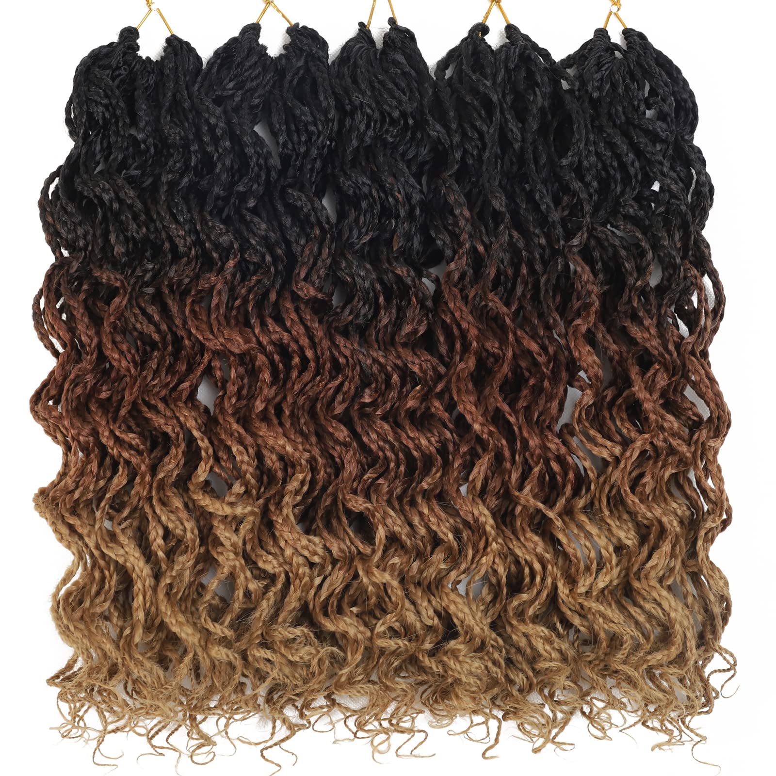 150 Strands Goddess Box Braids Crochet Braids Hair Pre Lopped With Curly Braids Synthetic Kanekalon Braiding Hair 14 Inch 5Packs