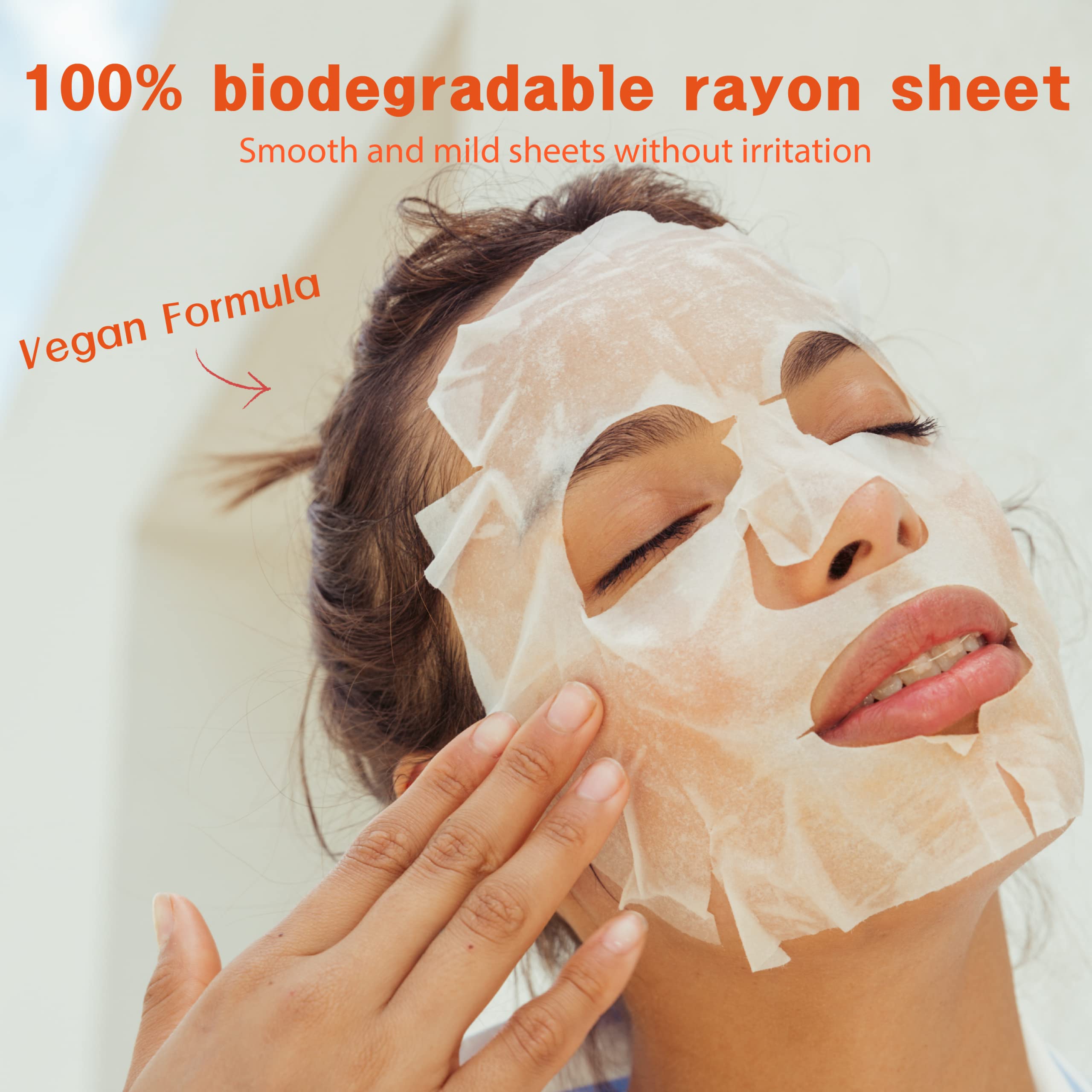 Purederm Vegan Vitamin Sheet Masks (12 Packs) - Facial Sheet Mask For Brightening & Radiance Treatment
