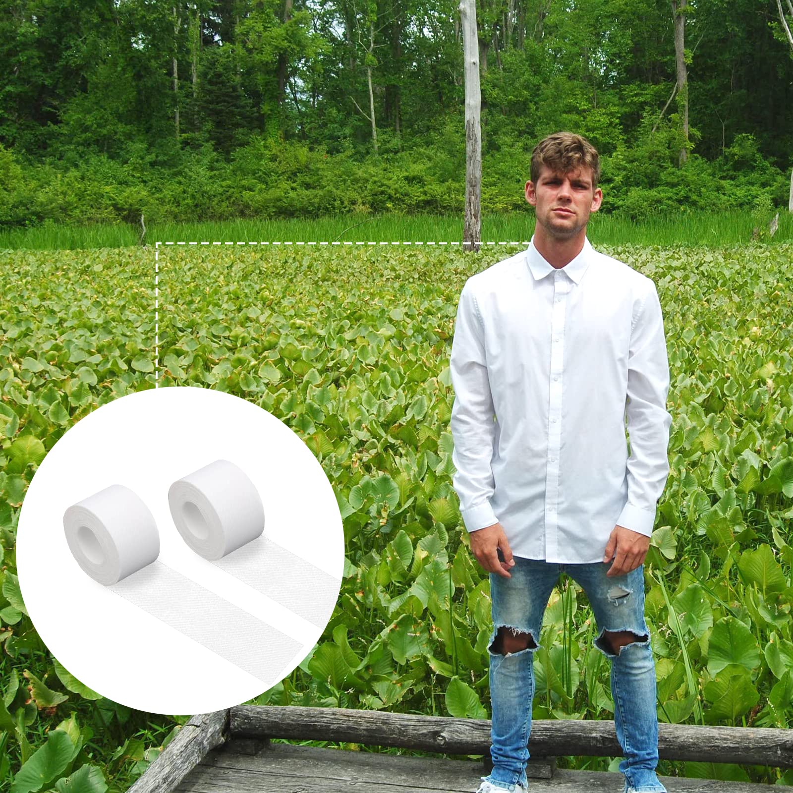 Mozeat Lens Self-Adhesive Collar Protectors - Disposable Sweat Pads for Shirts, White, 1 Count (Pack of 2)