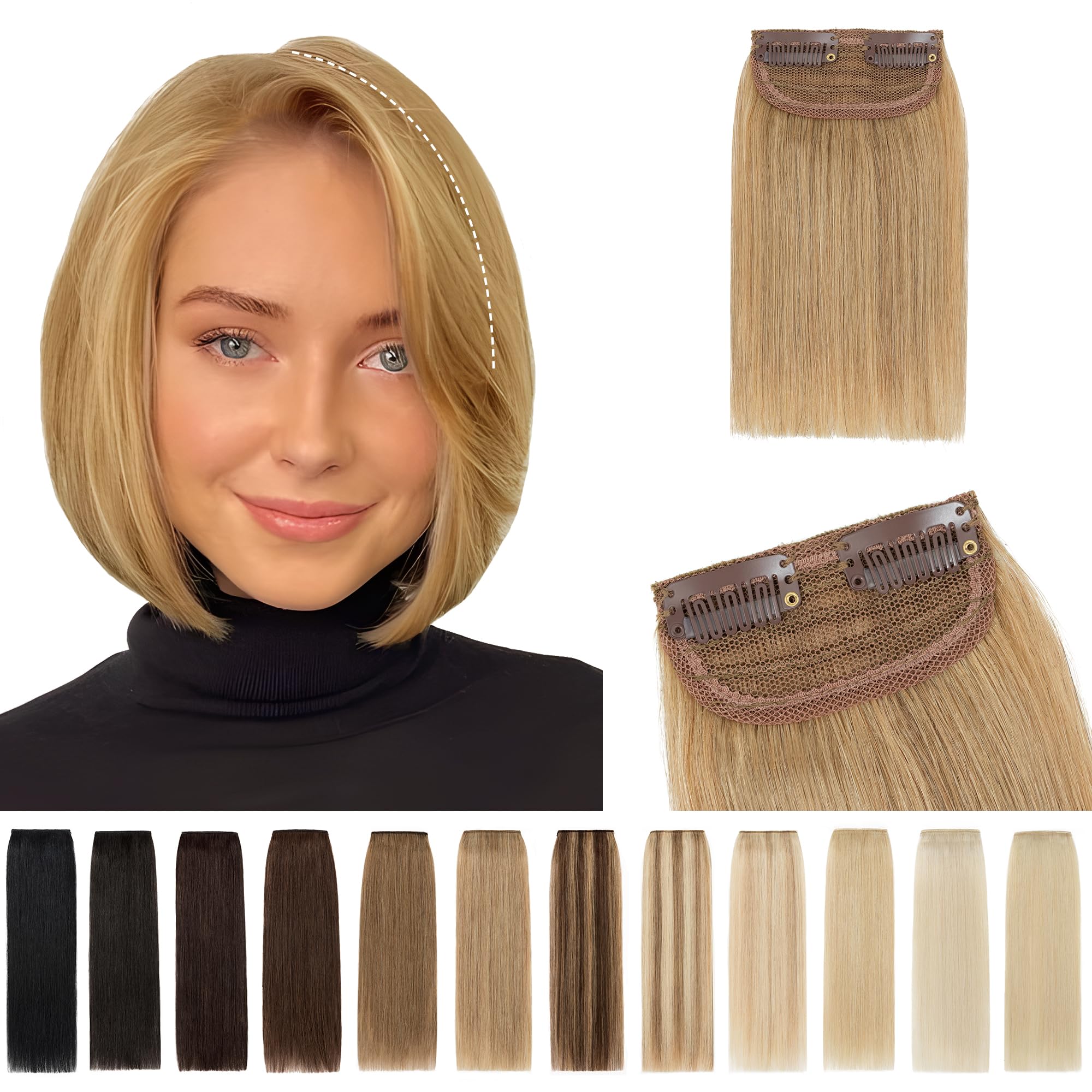 SEGO Short Hair Extensions Clip in Human Hair 8 Inch Hairpiece Human Hair Toppers for Women With Thinning Hair Adding Hair Volum