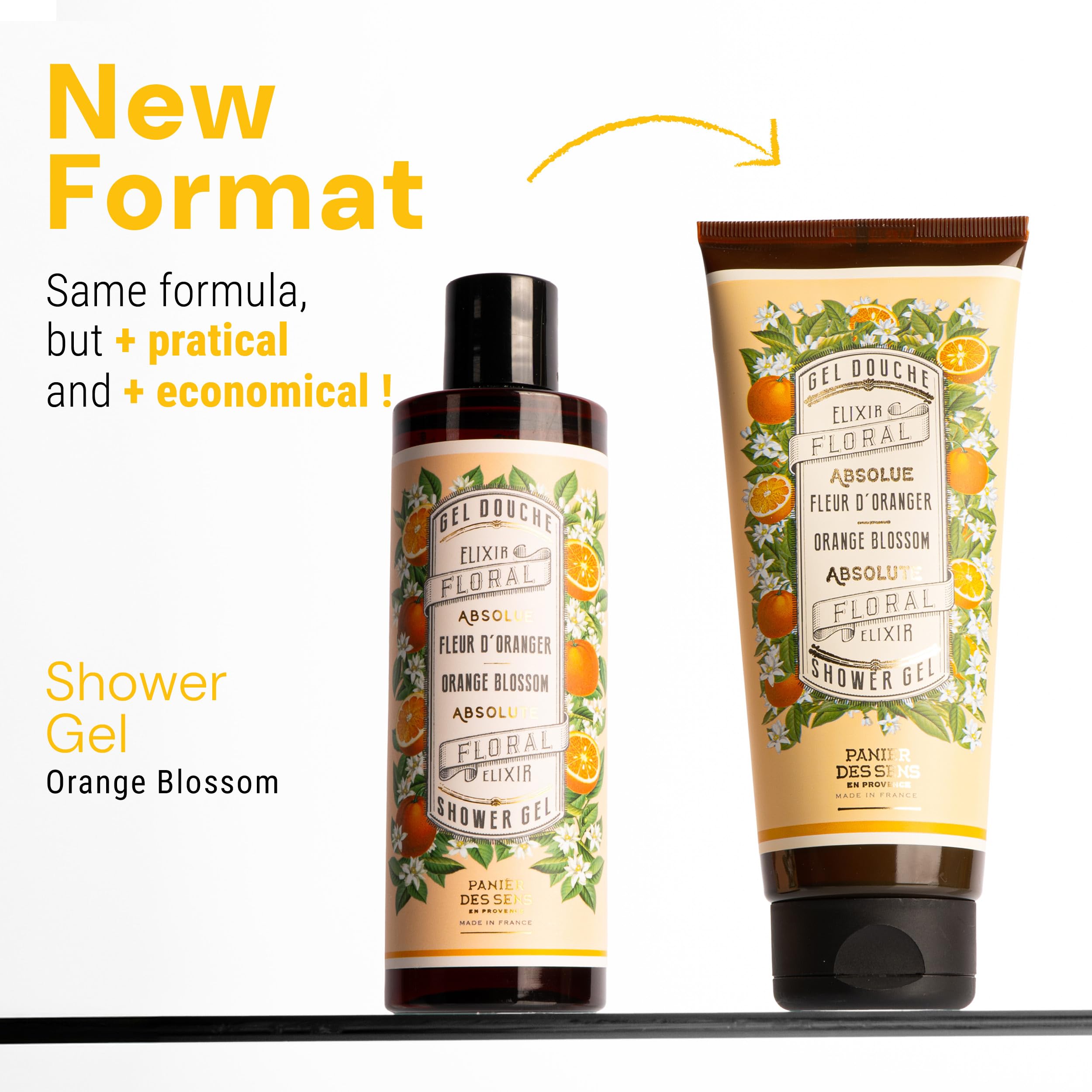 Panier des Sens - Duo Orange Blossom Moisturizing Body Wash for Women & Men - Gentle Shower Gel with 95% Natural Ingredients for